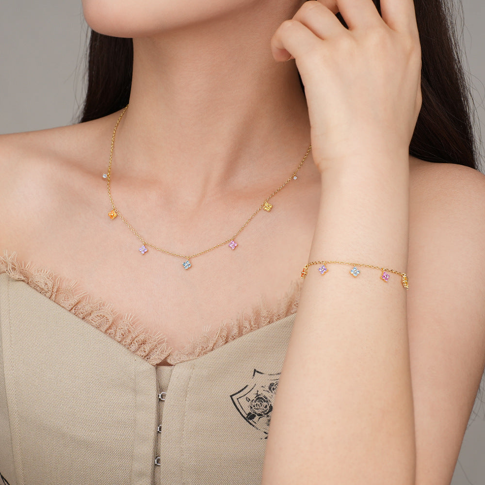 Gold Vermeil Clover CZ Necklace