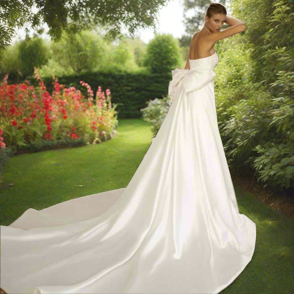 White Mermaid Wedding Dress with Detachable Skirt