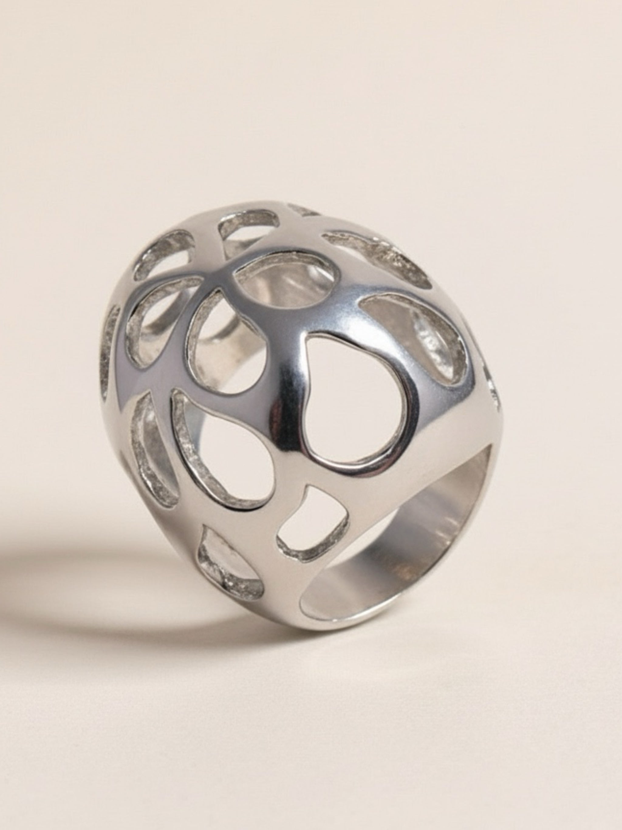 Stainless Steel Cutout Statement Ring