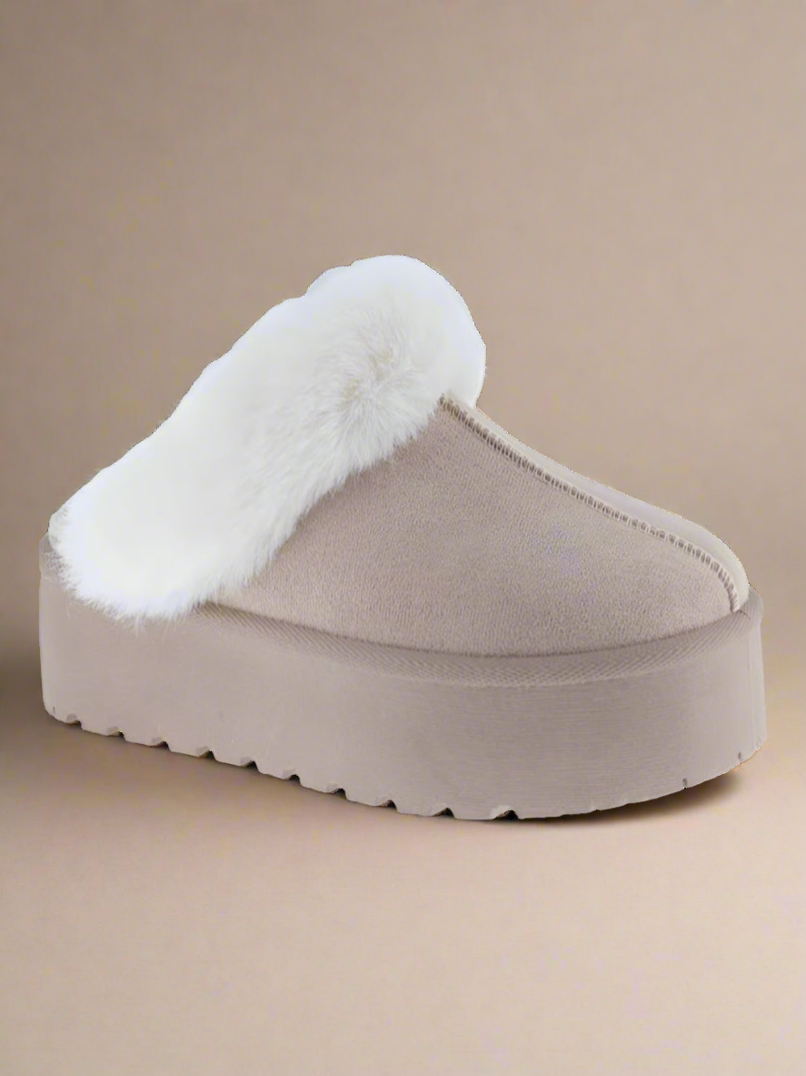 Fur Trim Snow Slippers