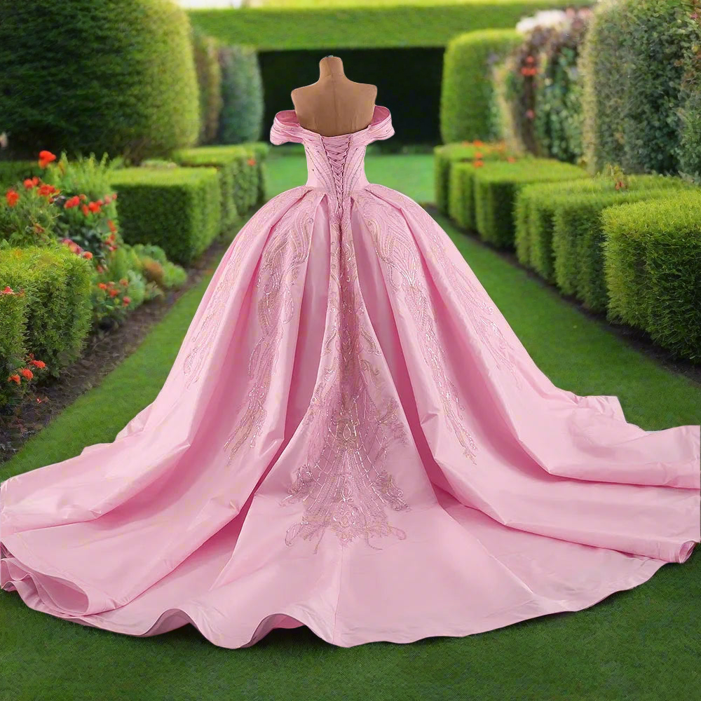 Pink Off The Shoulder Quinceanera Dress