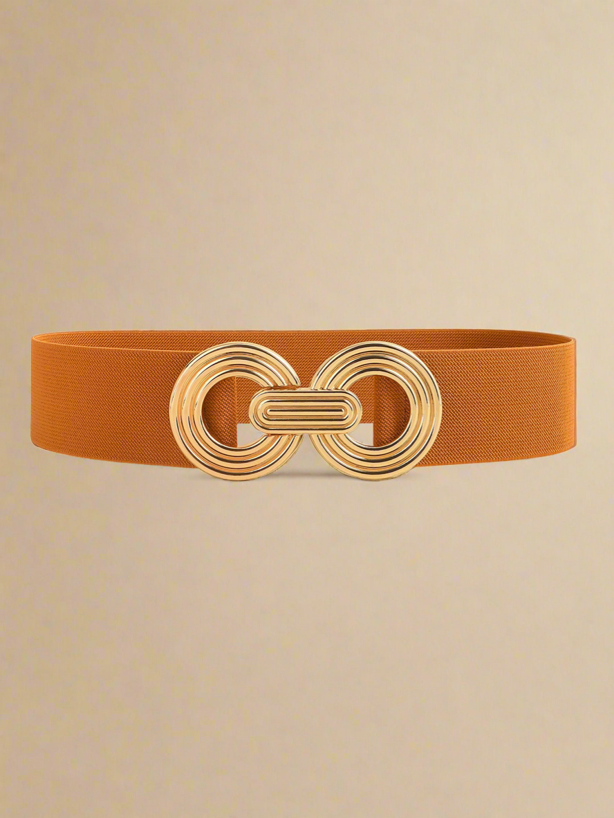 Geometric Buckle Elastic Wide Belt