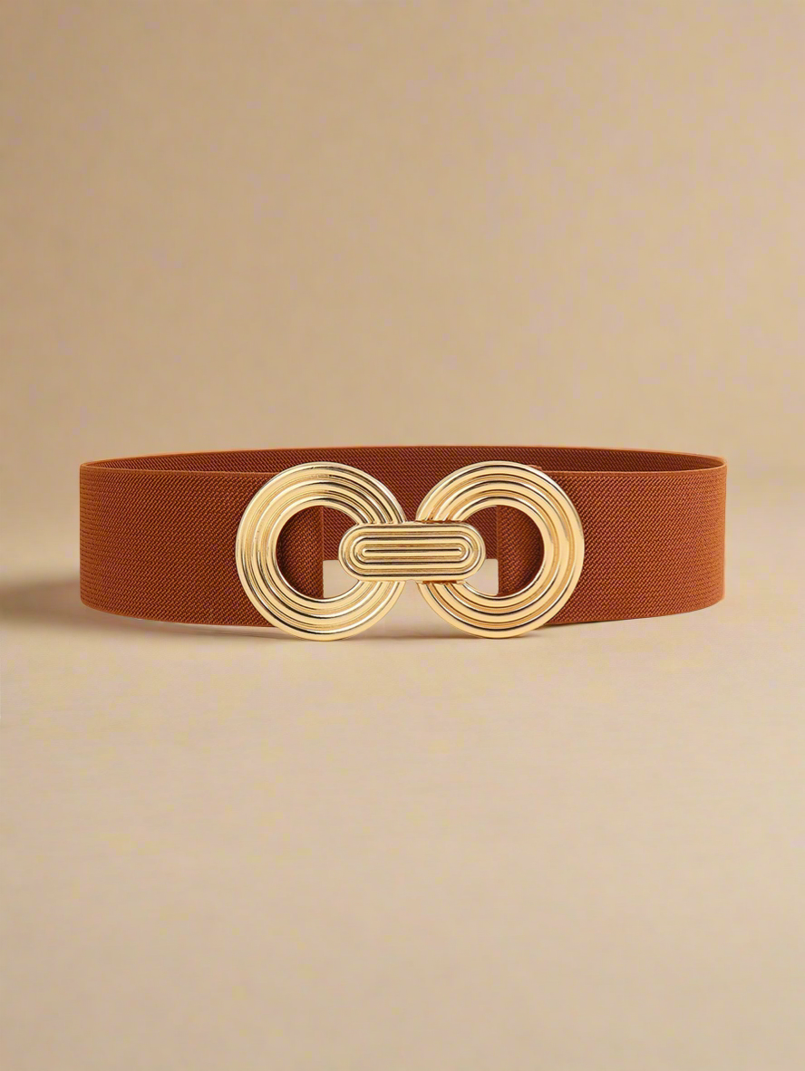 Geometric Buckle Elastic Wide Belt