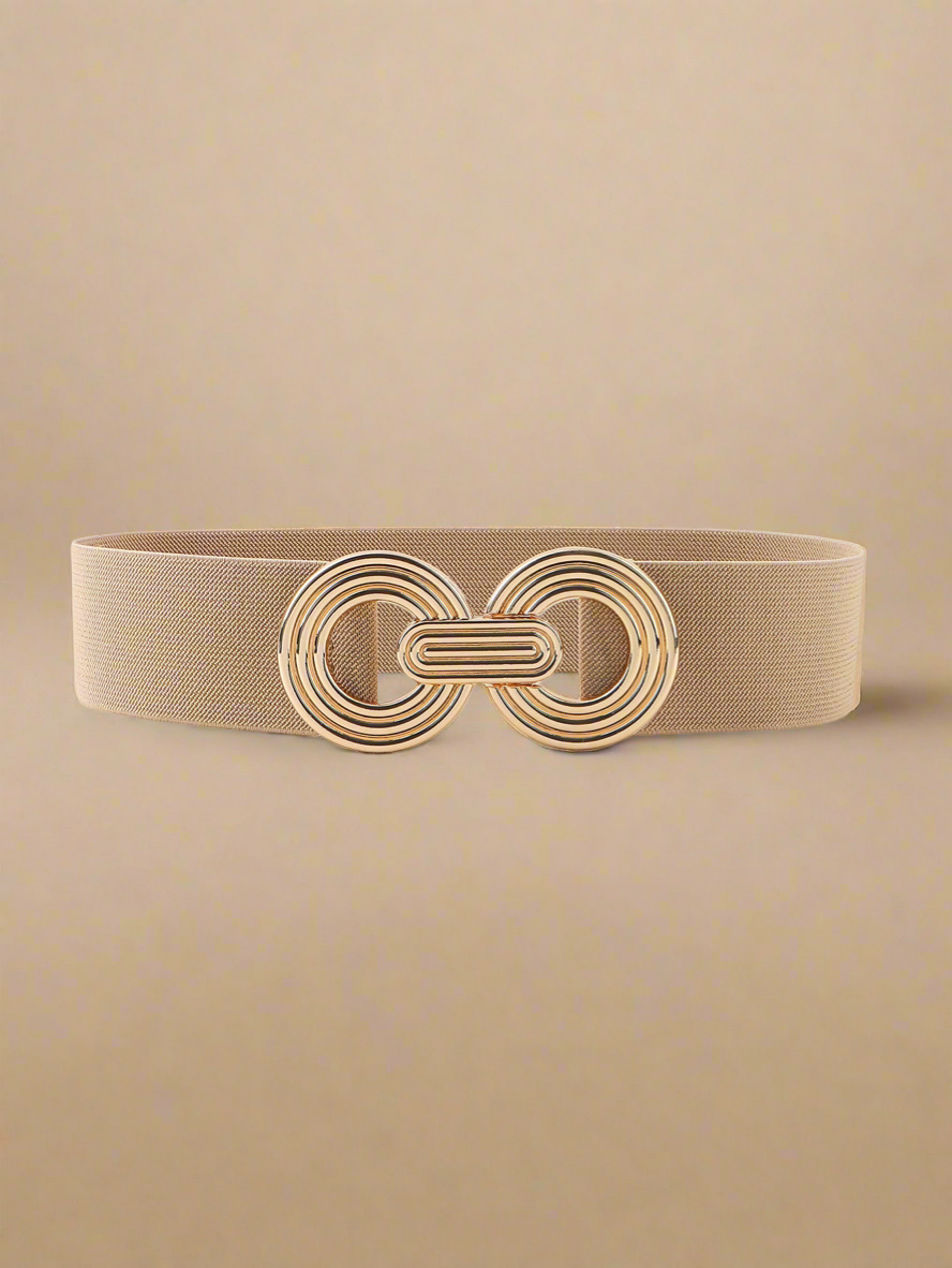 Geometric Buckle Elastic Wide Belt