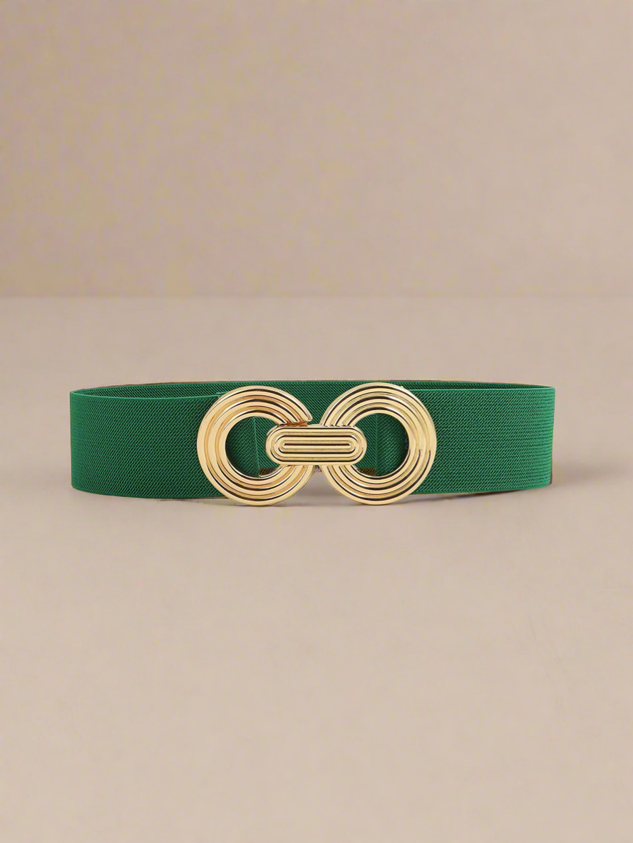 Geometric Buckle Elastic Wide Belt