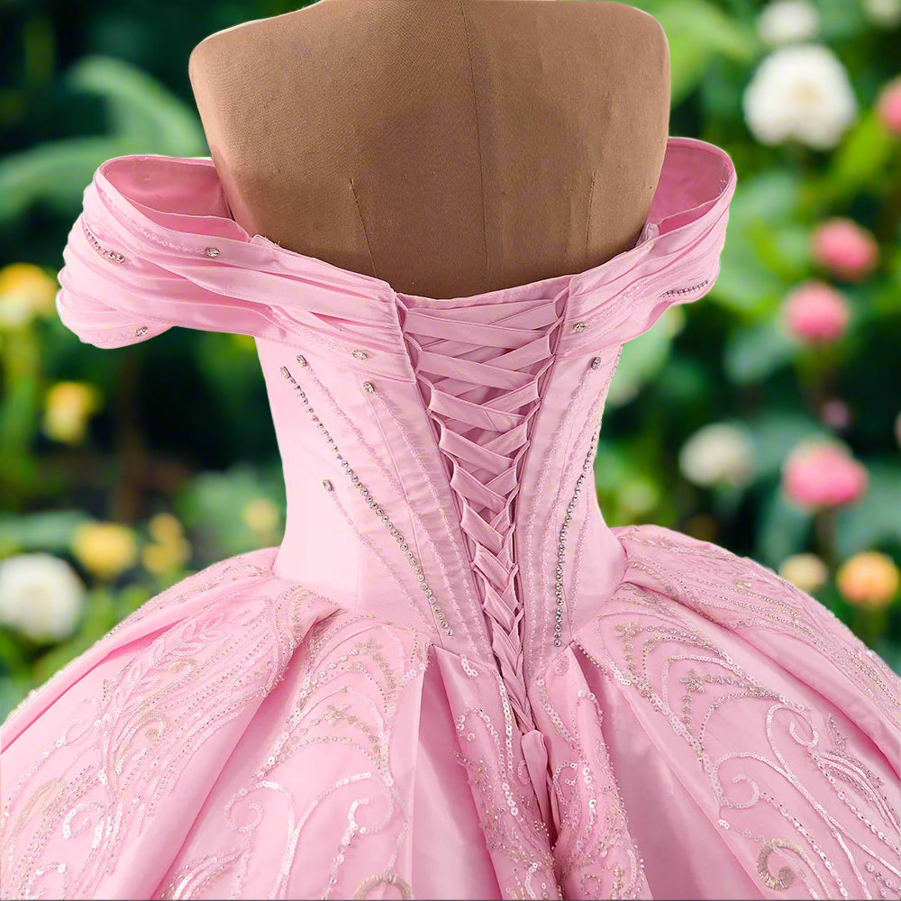 Pink Off The Shoulder Quinceanera Dress
