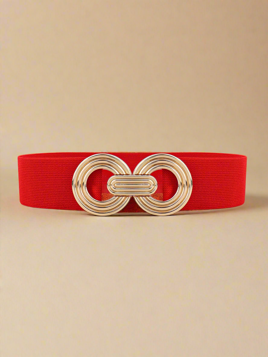 Geometric Buckle Elastic Wide Belt