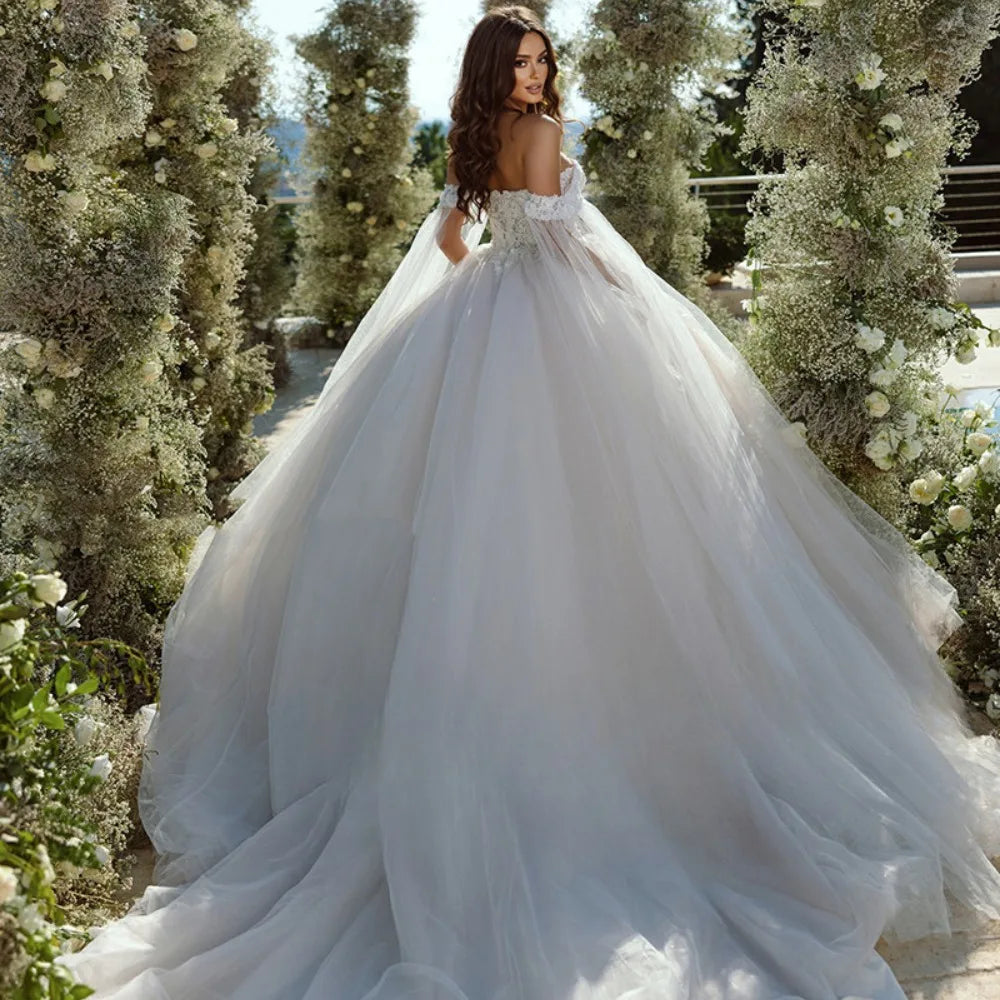 A-line Wedding Dress With Cape Sleeves