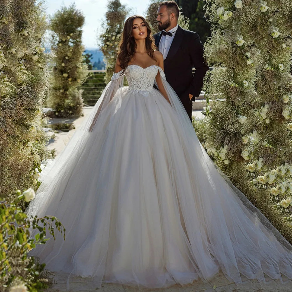 A-line Wedding Dress With Cape Sleeves