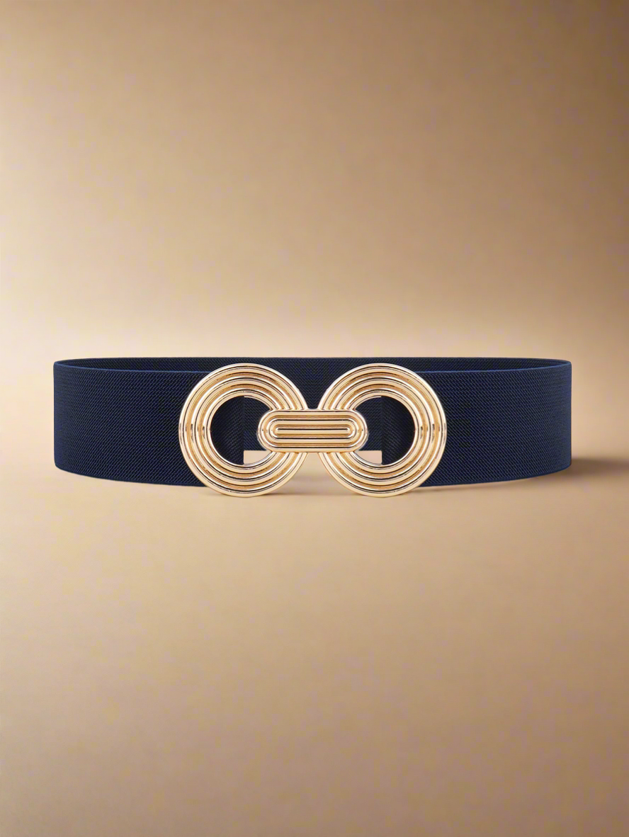 Geometric Buckle Elastic Wide Belt
