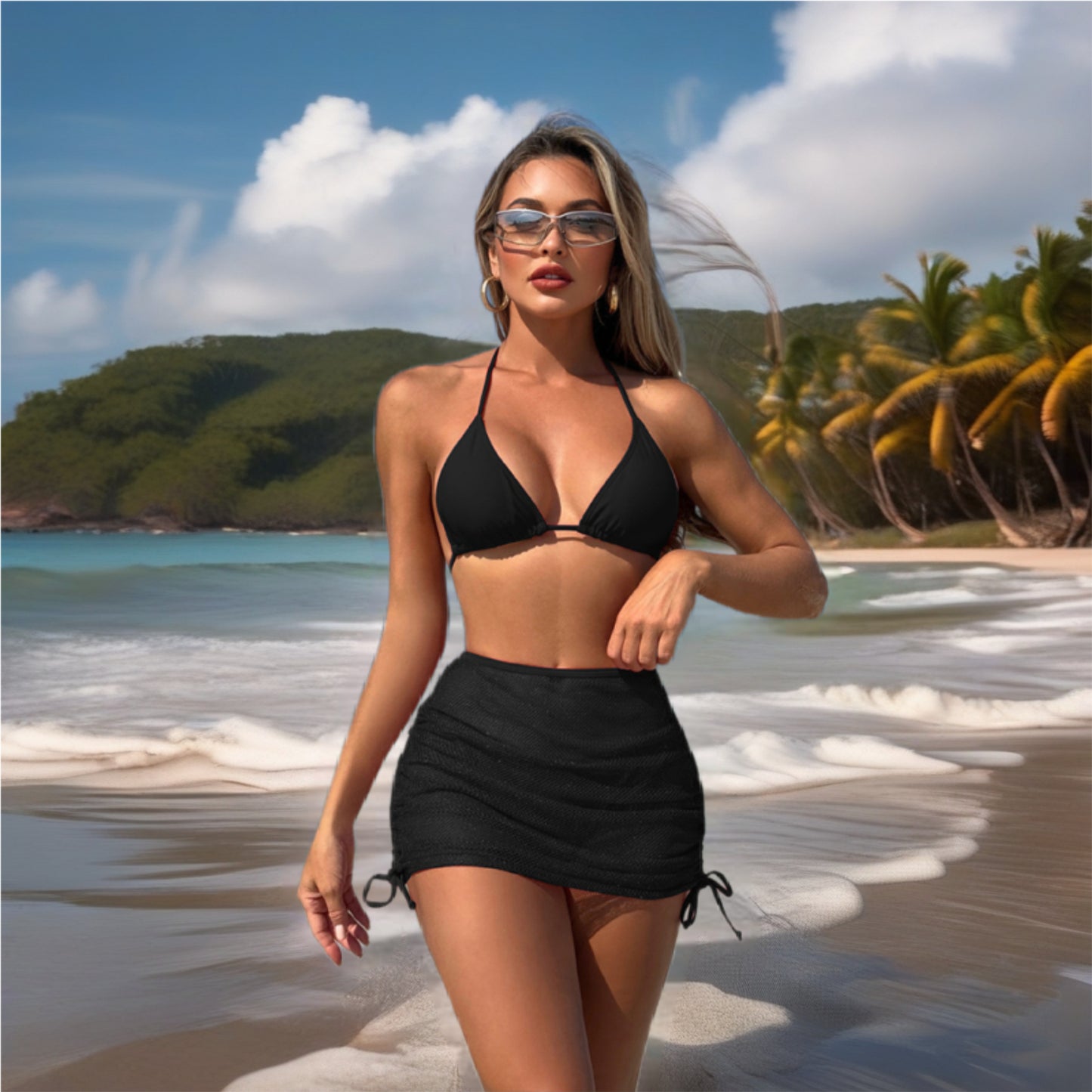 Three Piece Bikini & Cover Up Set