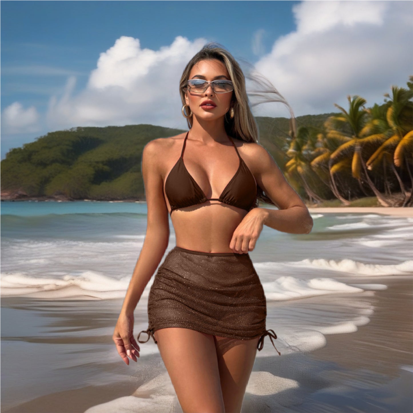 Three Piece Bikini & Cover Up Set
