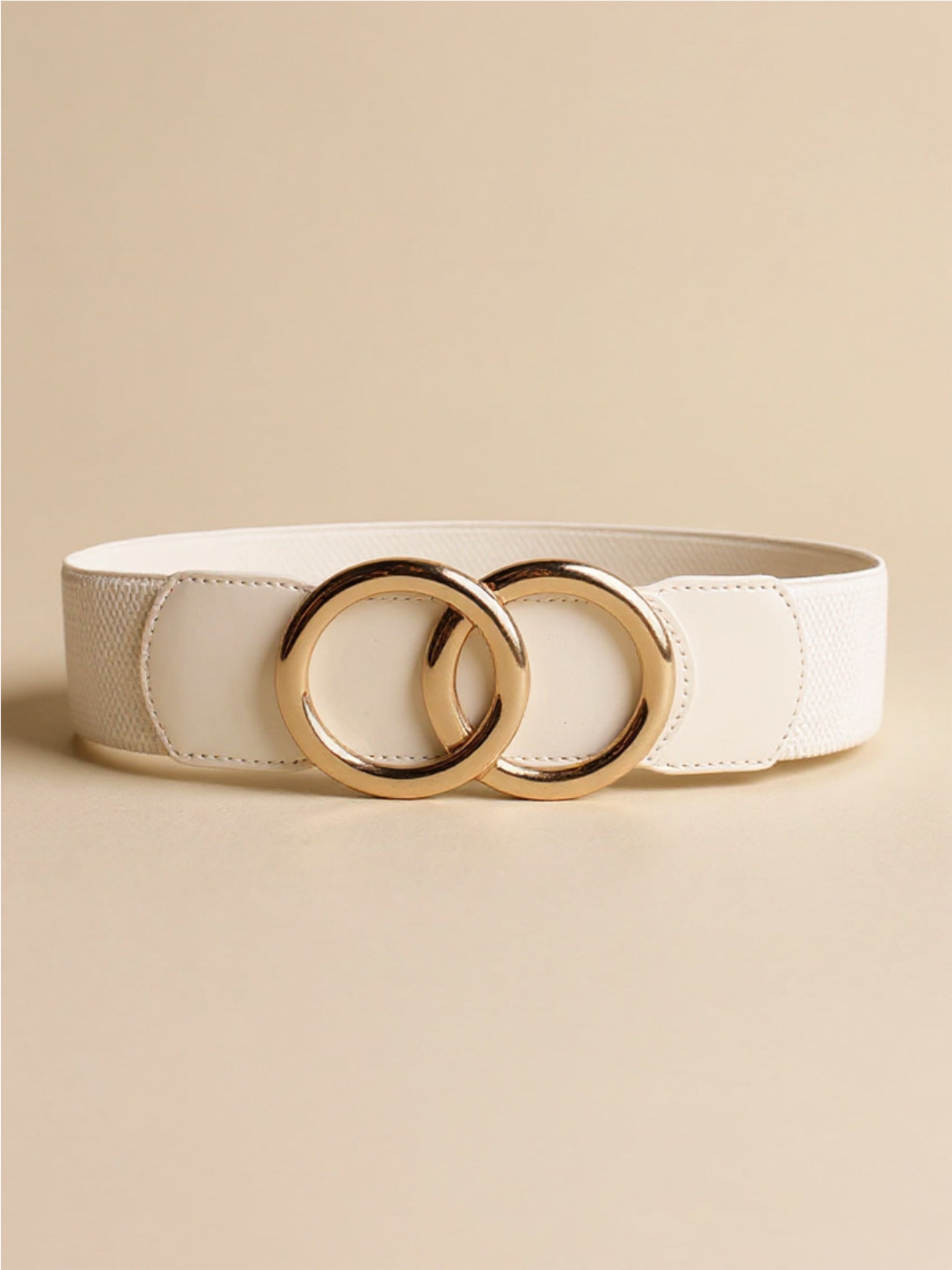 Buckle Elastic Vegan Leather Belt