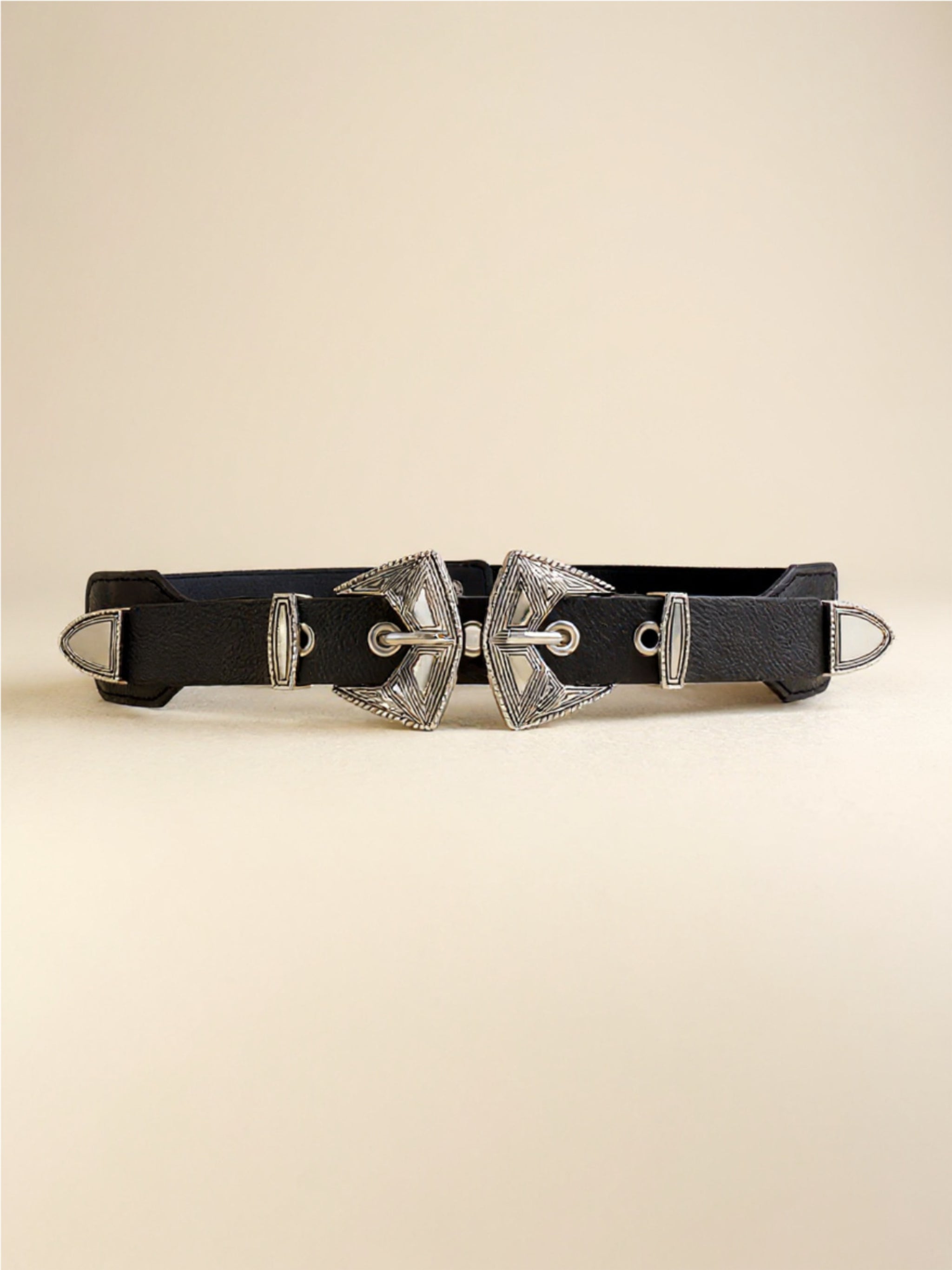 Double Buckle Vegan Leather Belt