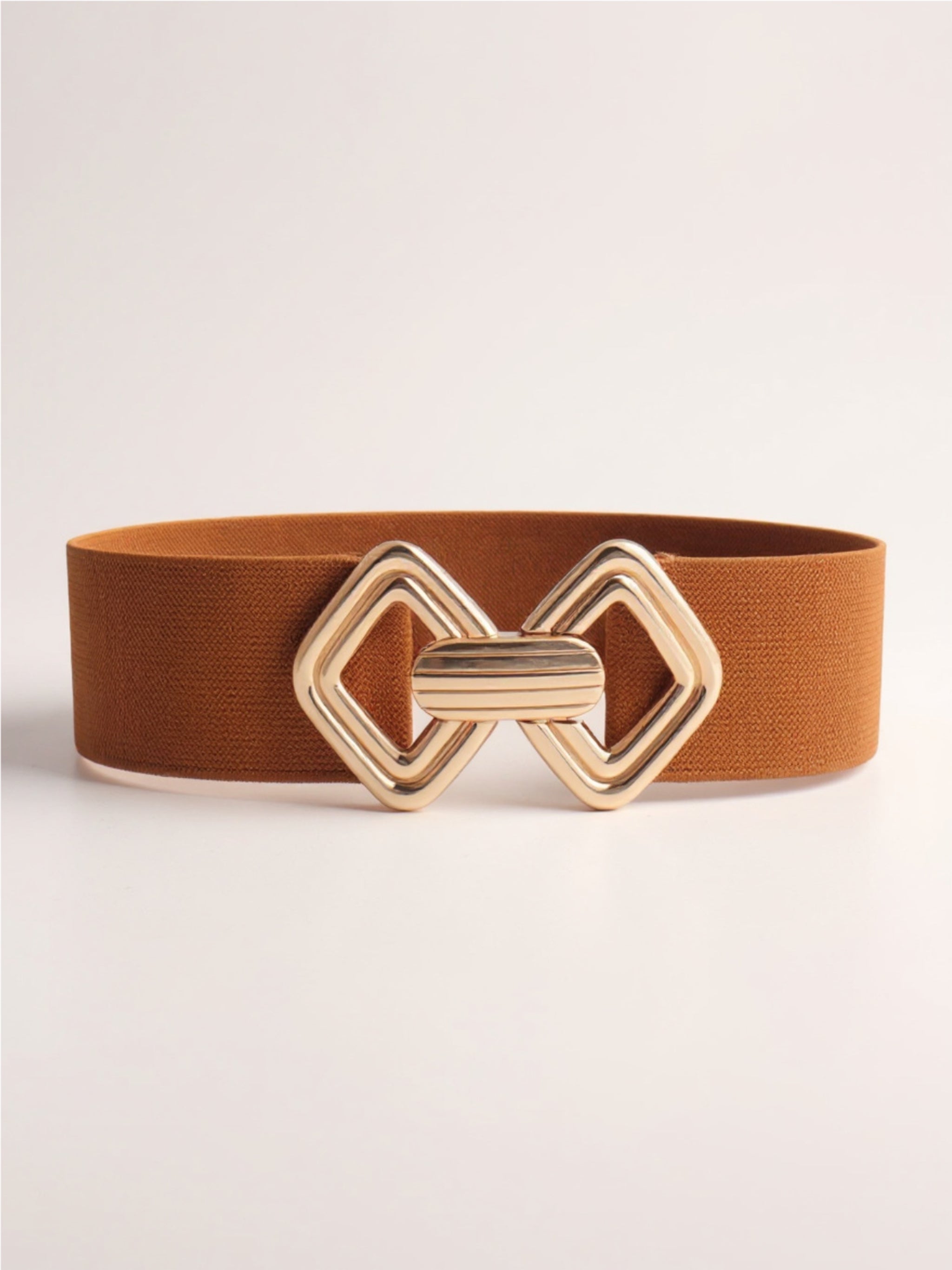 Geometric Buckle Elastic Wide Belt