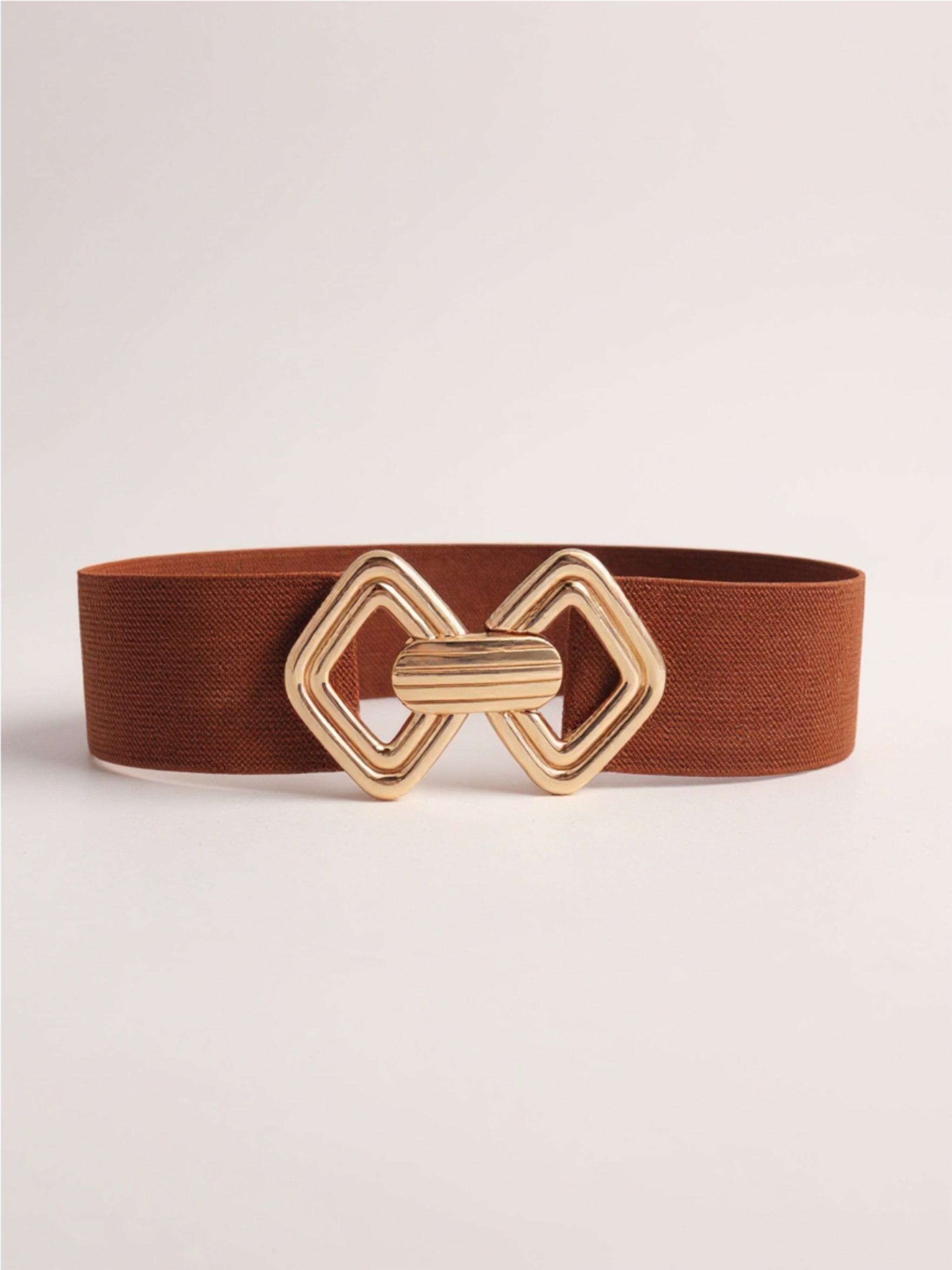 Geometric Buckle Elastic Wide Belt