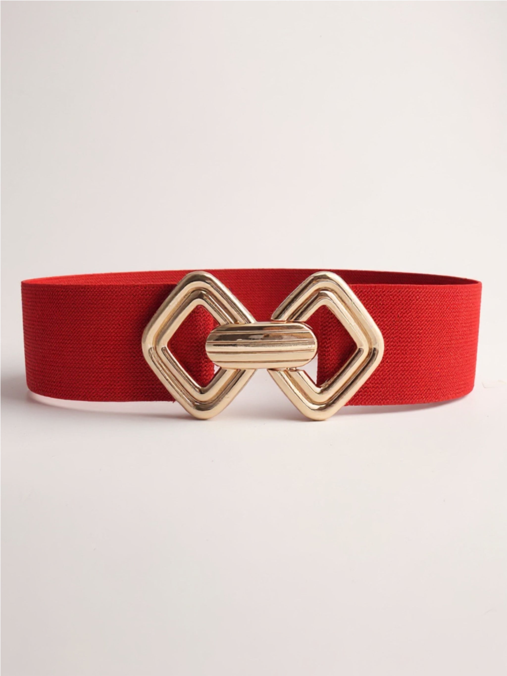 Geometric Buckle Elastic Wide Belt