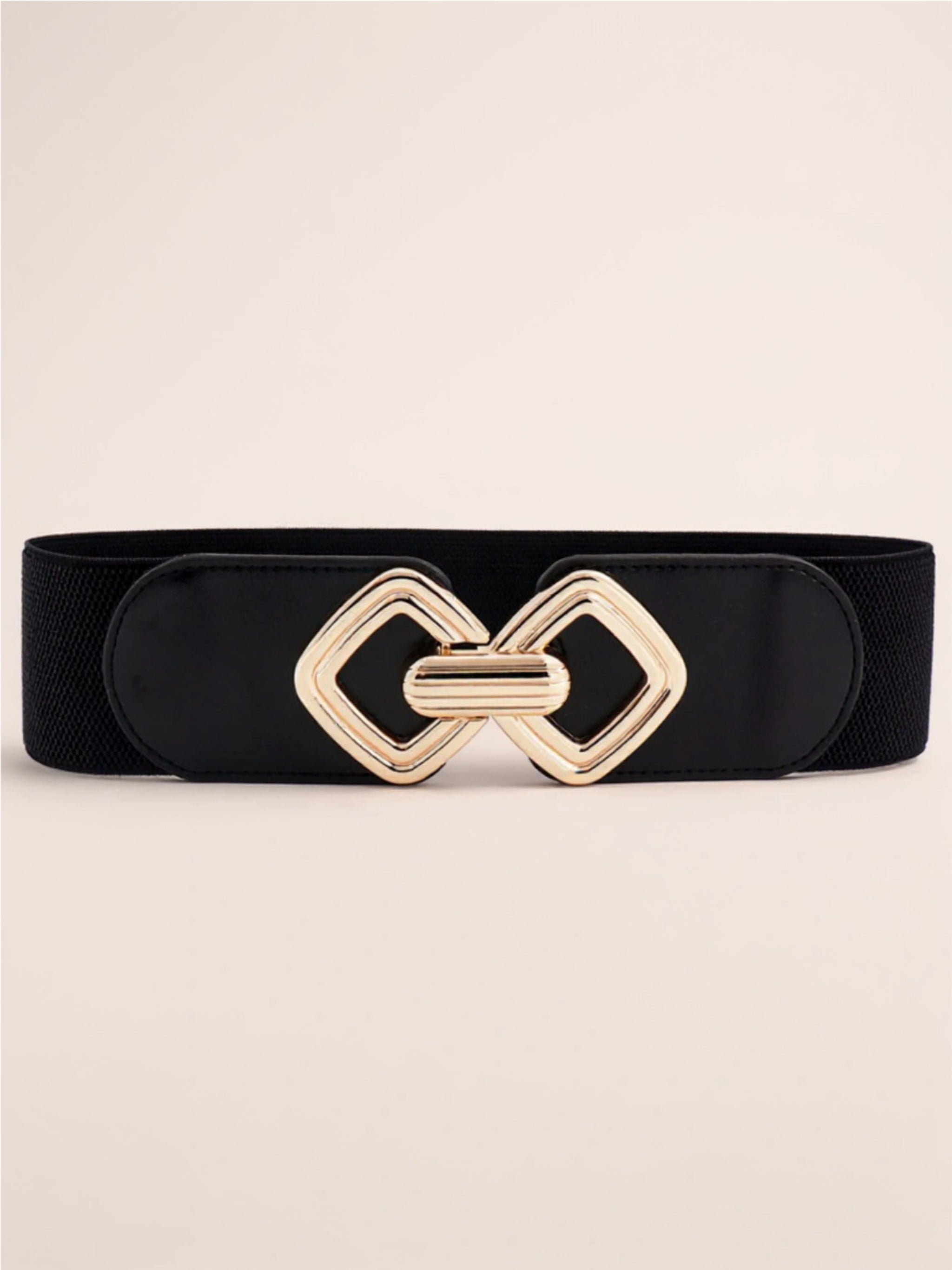 Geometric Buckle Elastic Wide Belt