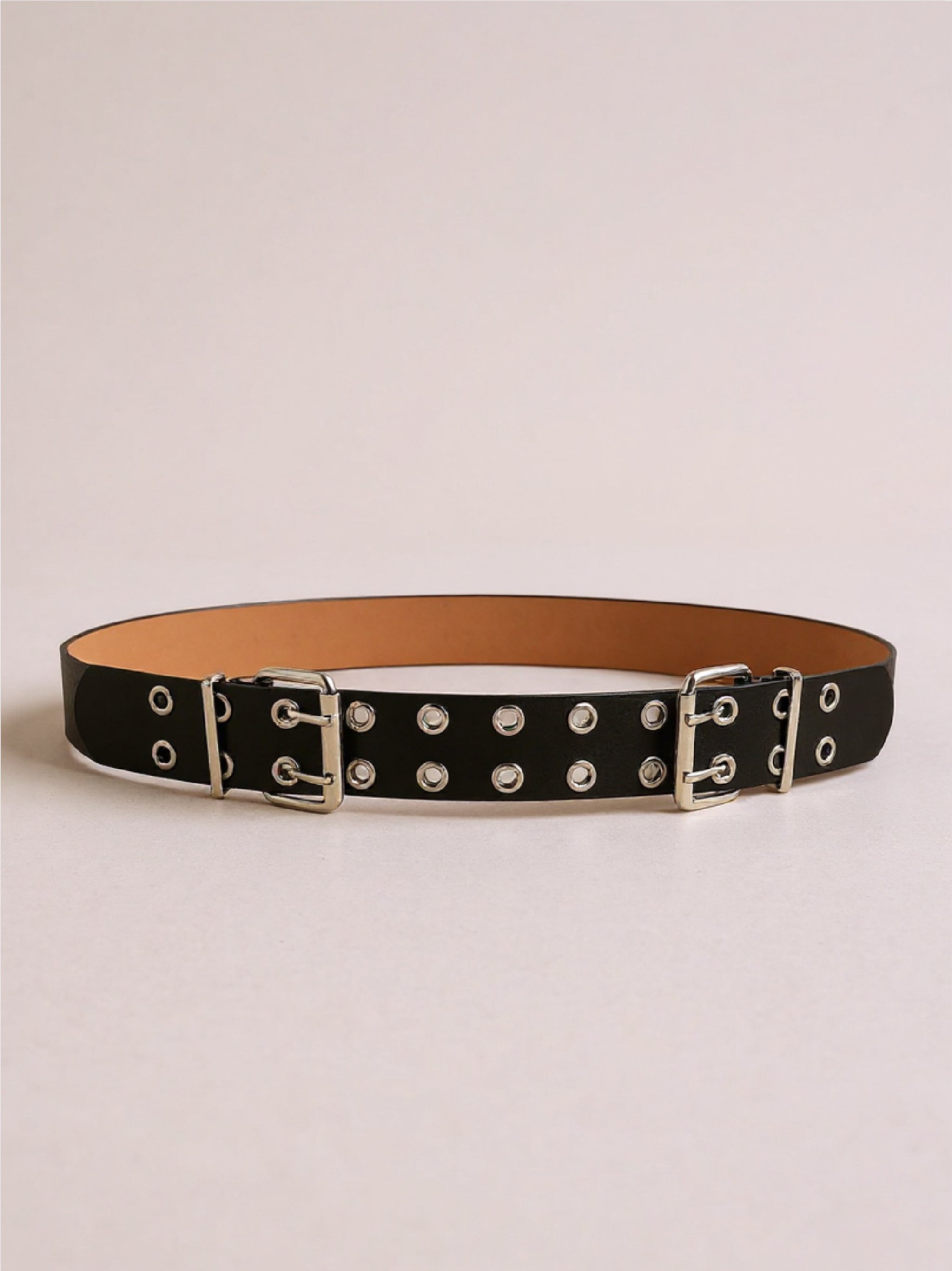 Vegan Leather Two Row Eyelet Belt