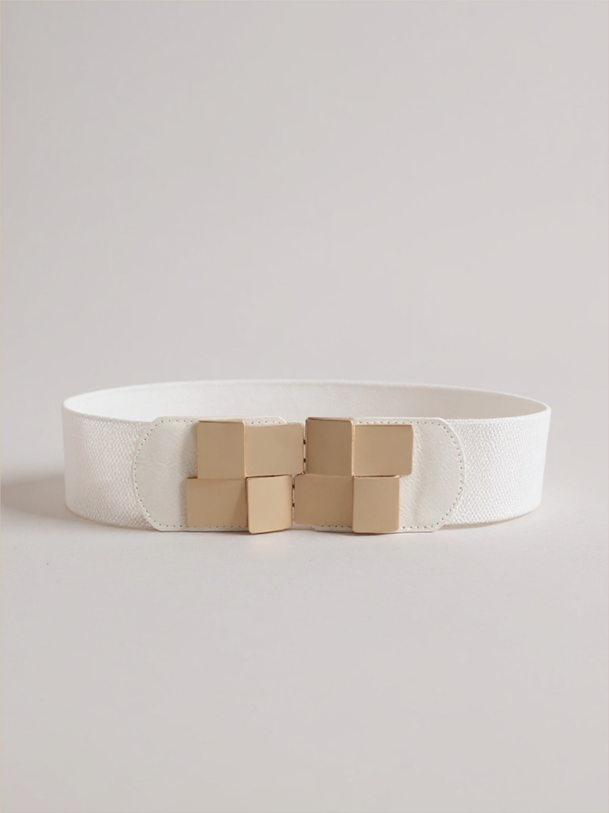 Gold Geometric Buckle Elastic Wide Belt