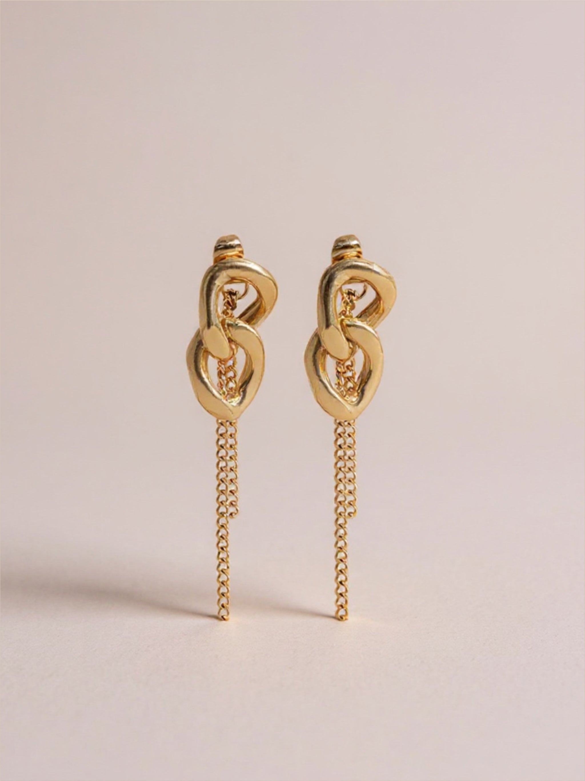 Gold Titanium Steel Chain Earrings