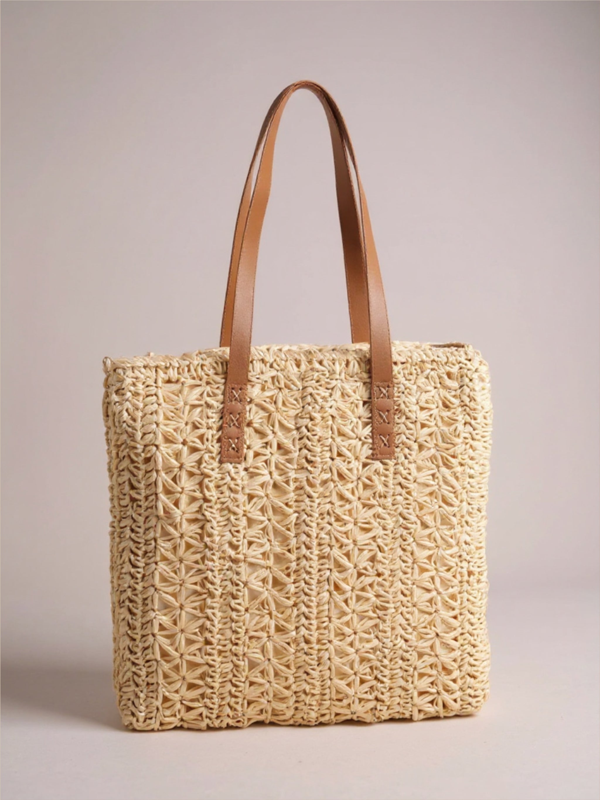 Fame Straw Braided Tote Bag