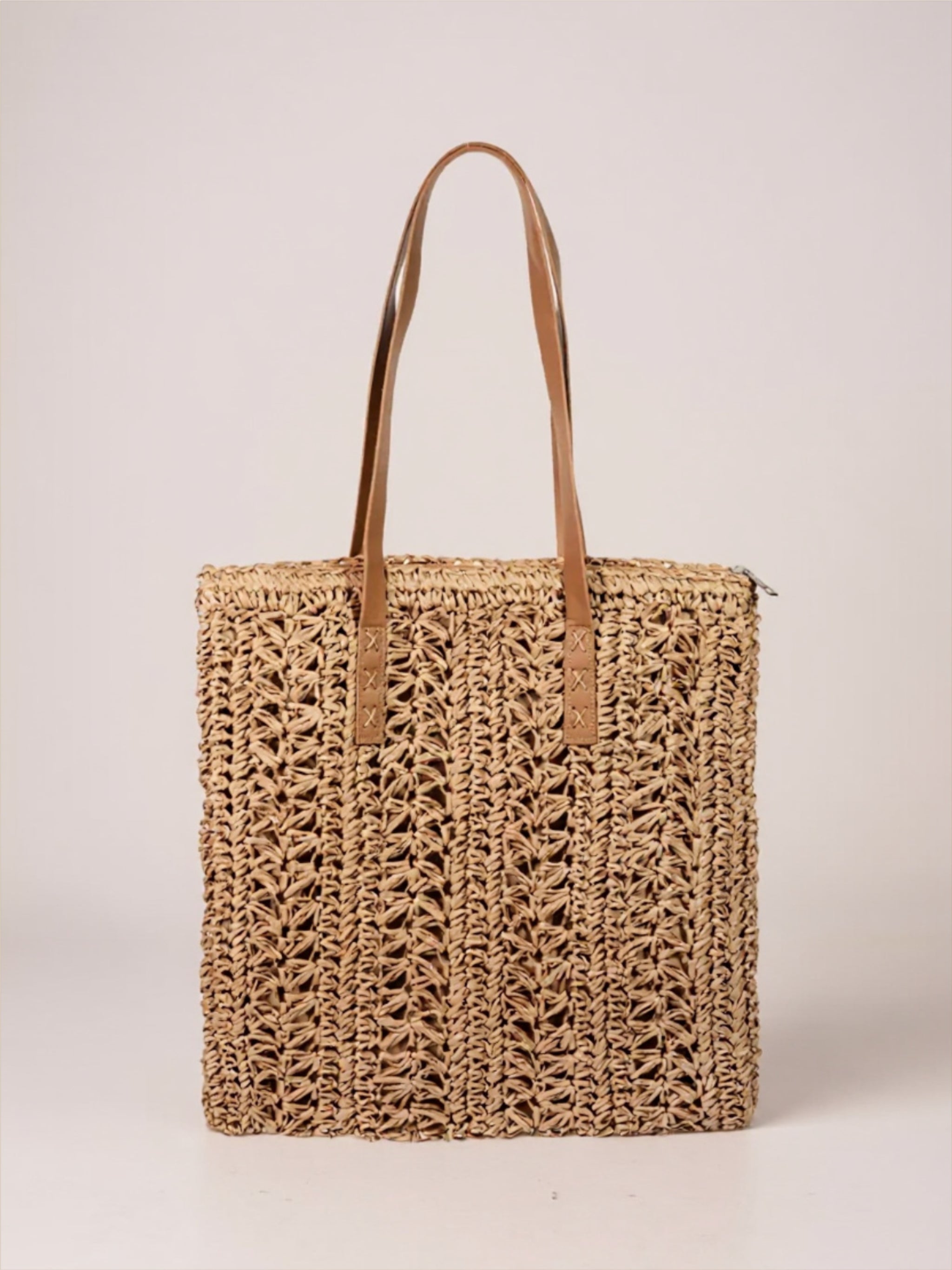Fame Straw Braided Tote Bag