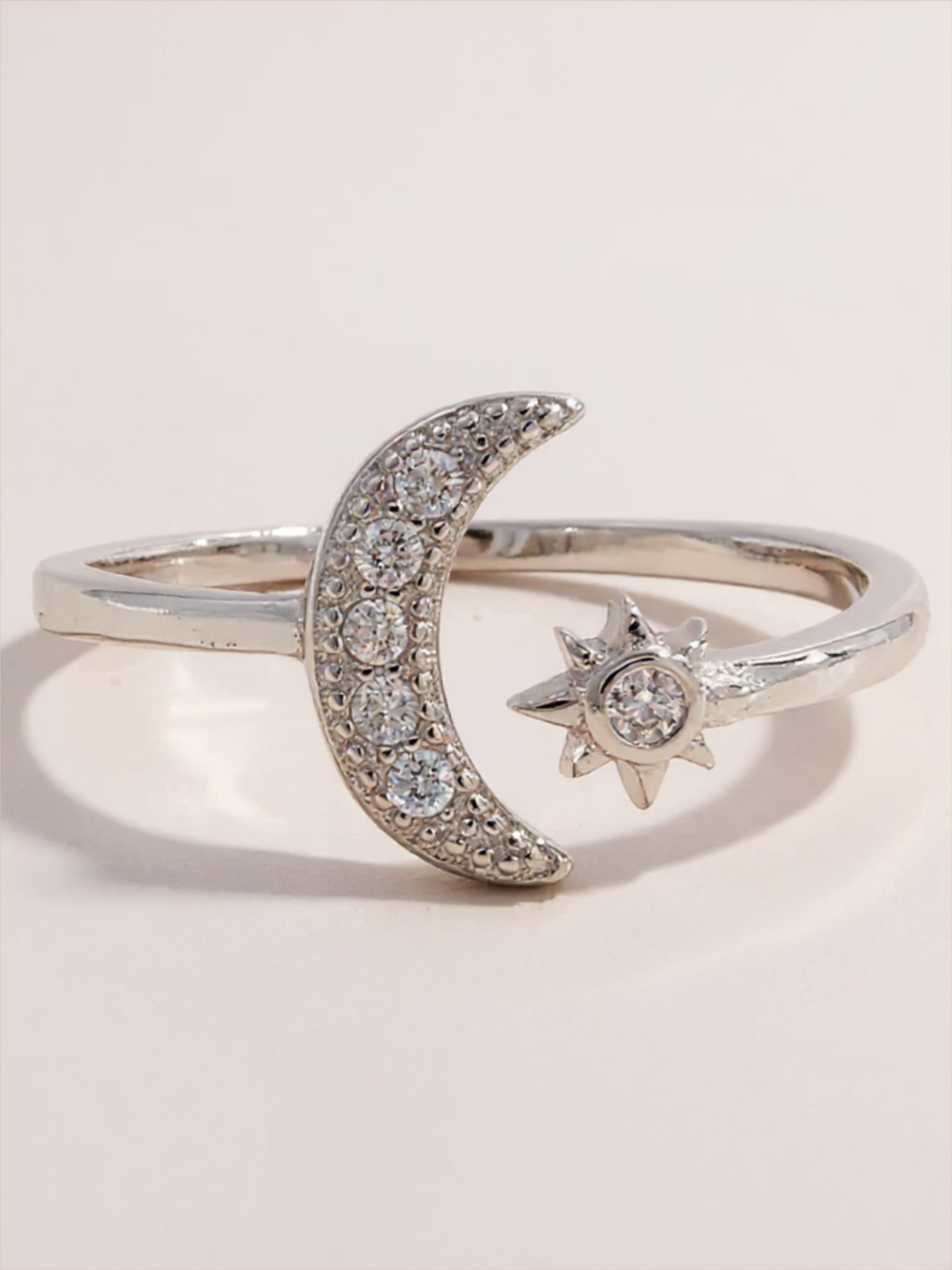 925 Sterling Silver Moon Open Ring