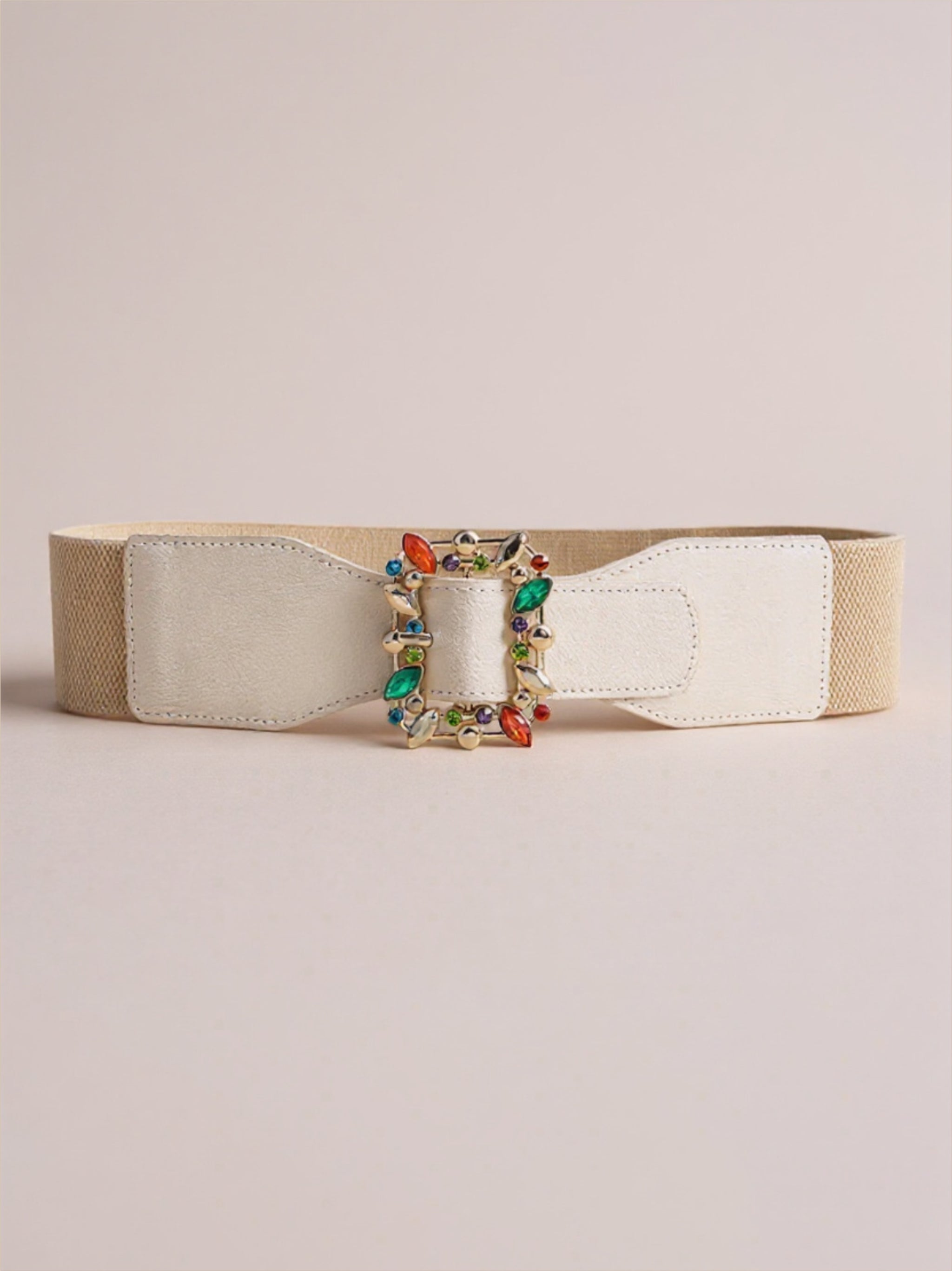Multicolored Leaf Buckle Elastic Belt