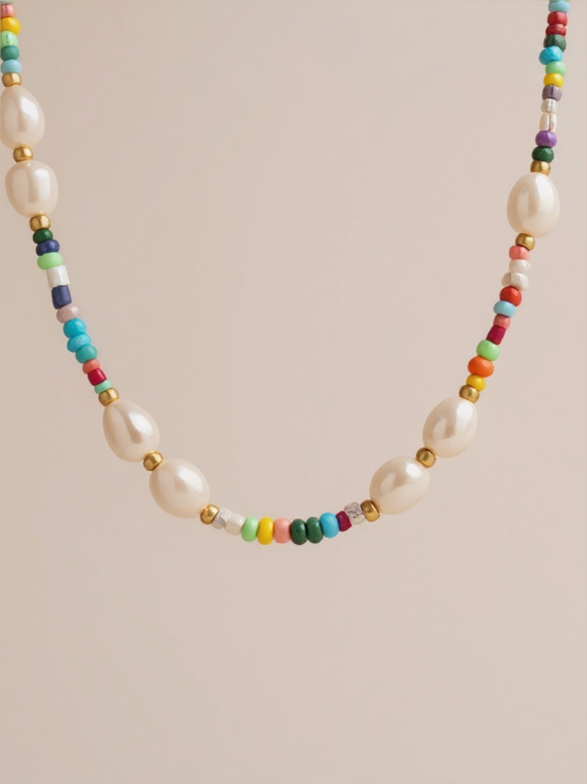 Freshwater Pearl Titanium Steel Beaded Necklace