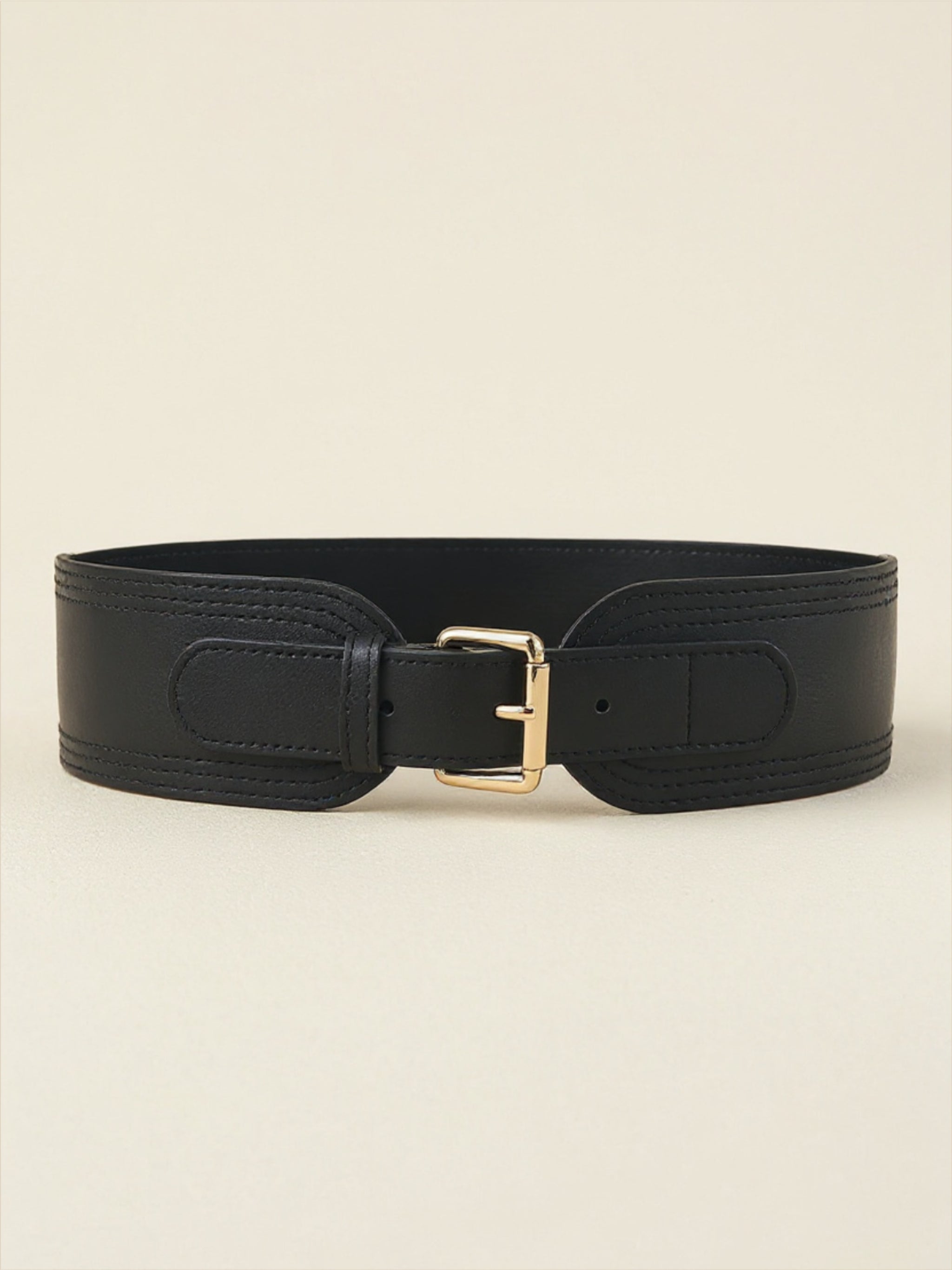 Elastic Wide Vegan Leather Belt