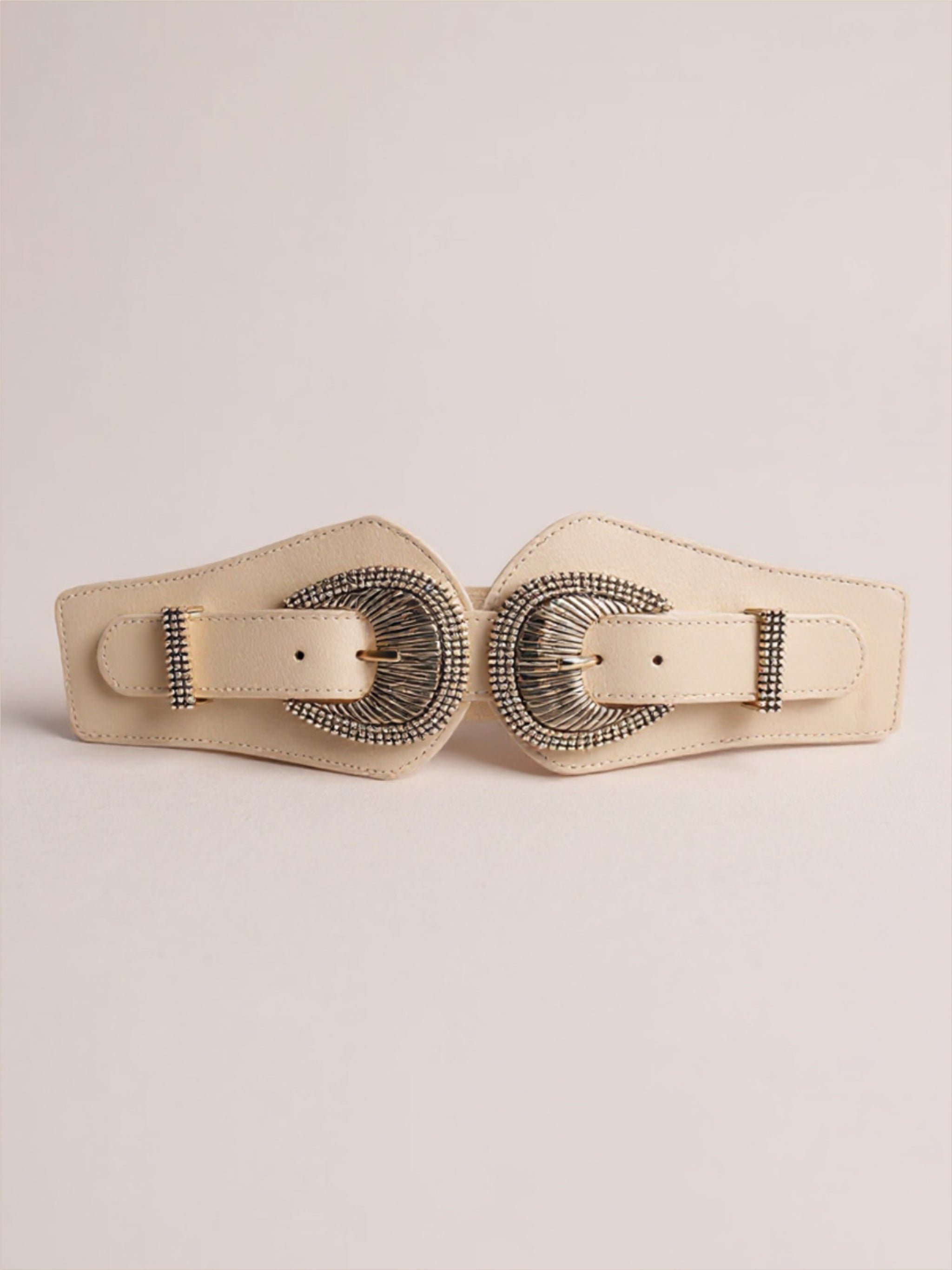 Shell Double Buckle Elastic Wide Belt