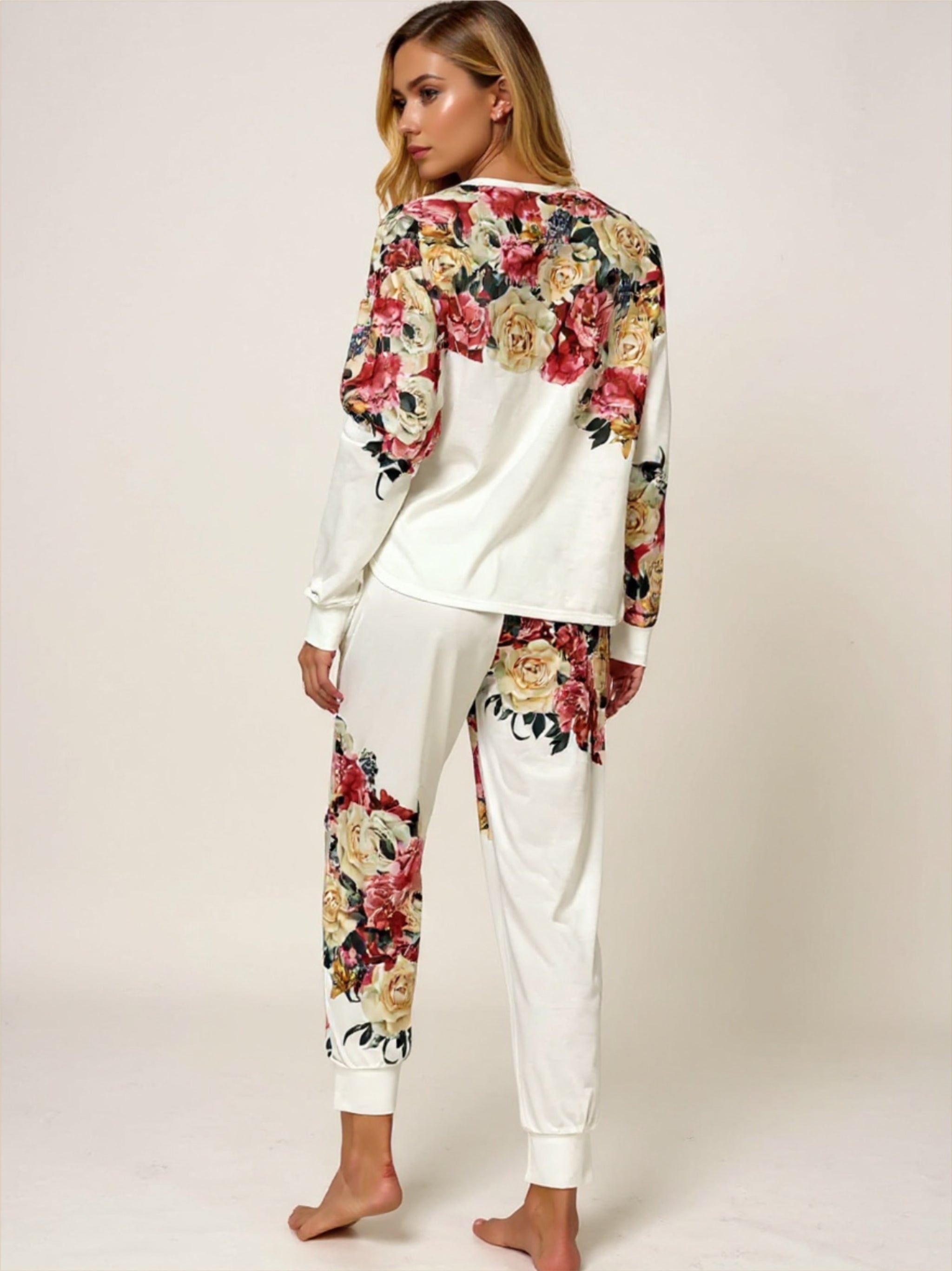 Floral Round Neck Top & Pants Lounge Set