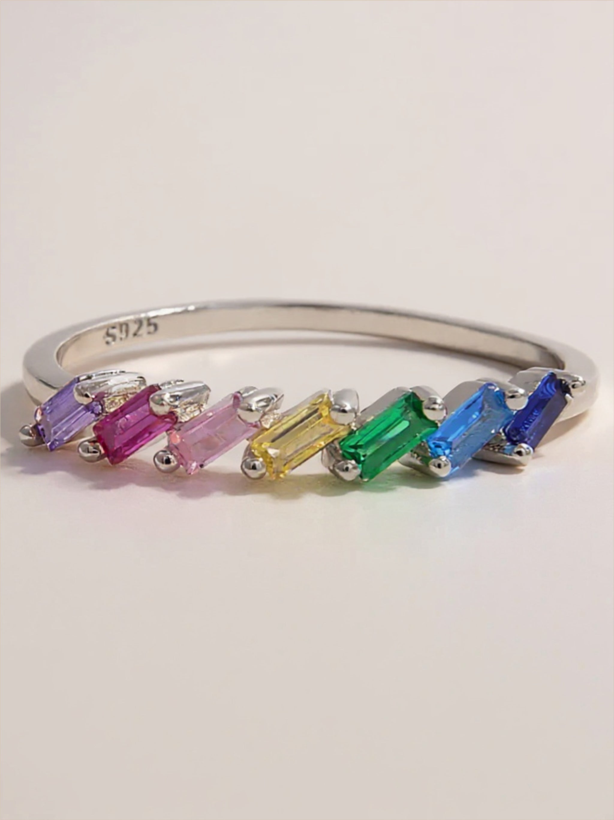 925 Sterling Silver Contrast CZ Ring