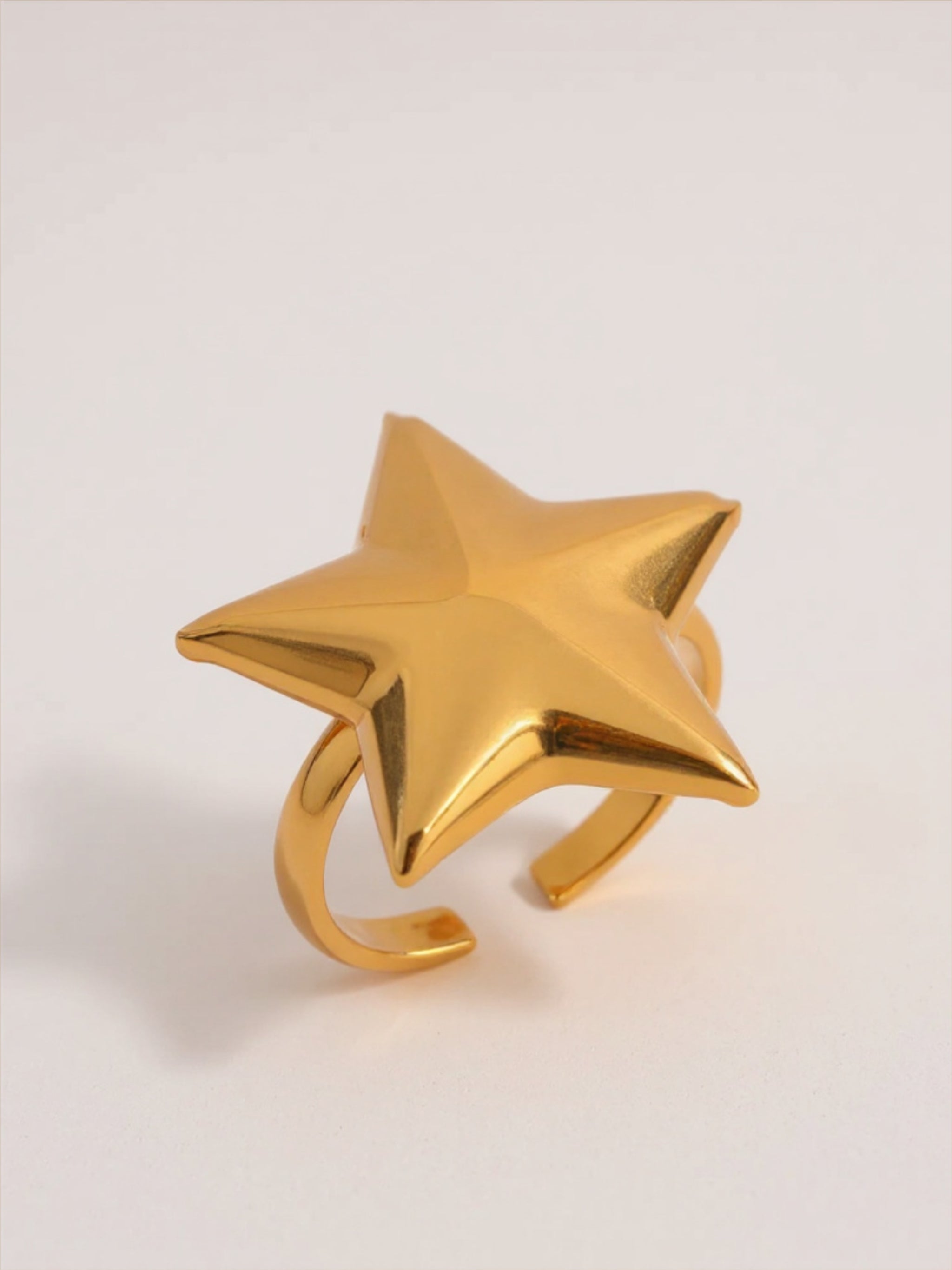 18K Gold Stainless Steel Star Ring