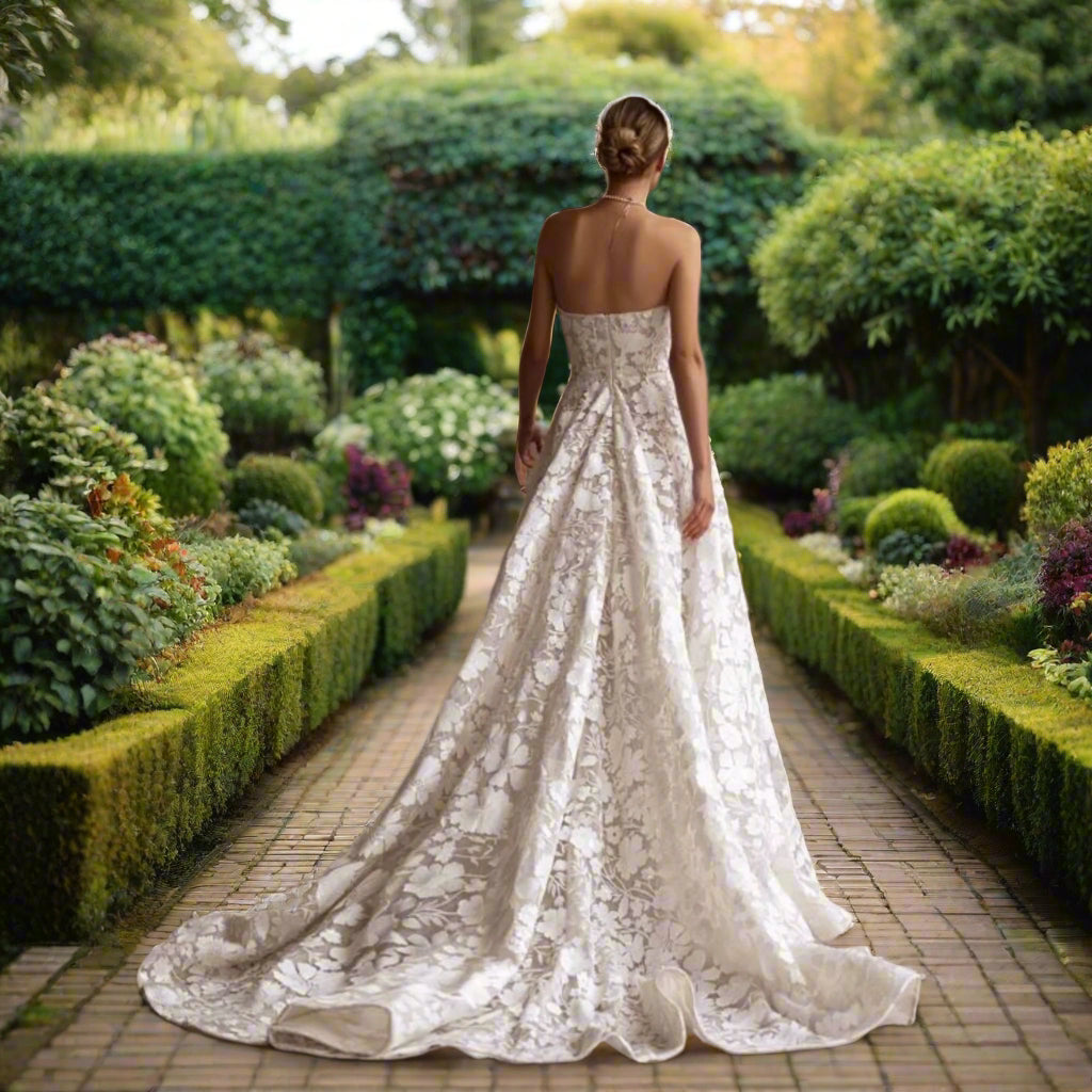 Lace Strapless A-Line Wedding Gown