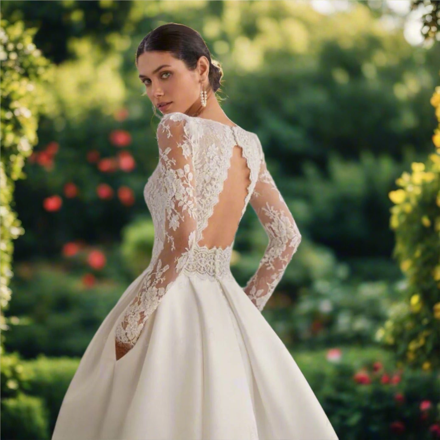 A Line Long Sleeve Bridal Gown