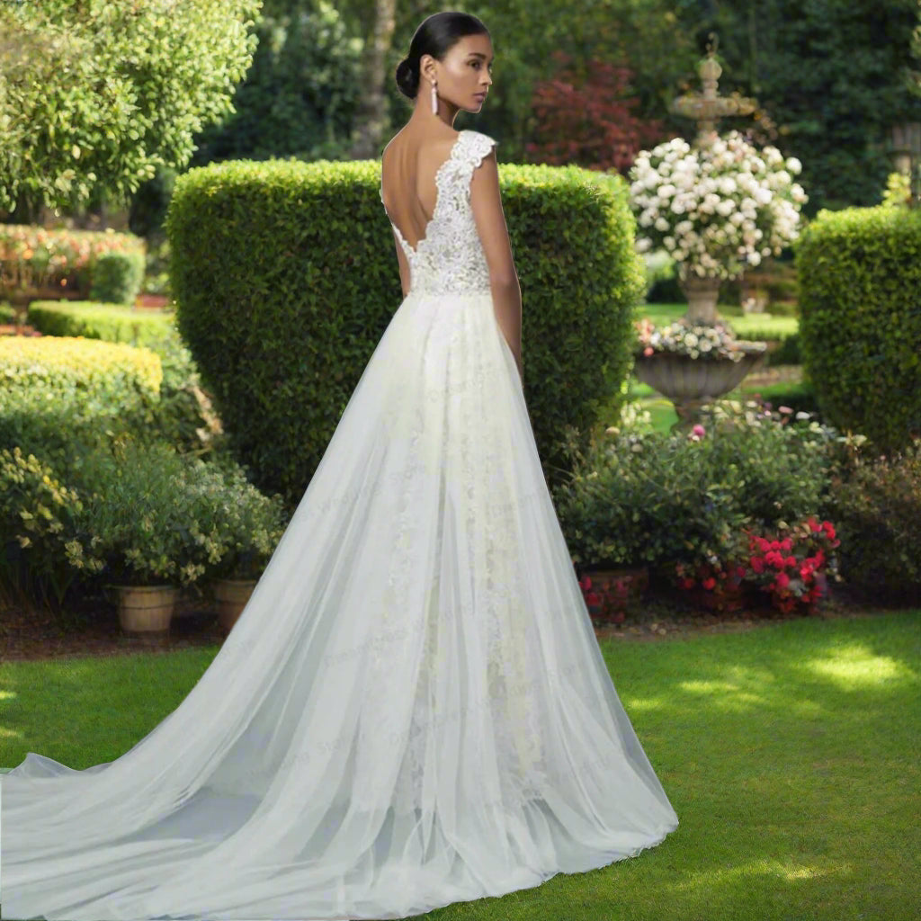 Wedding Jumpsuit With Detachable Train