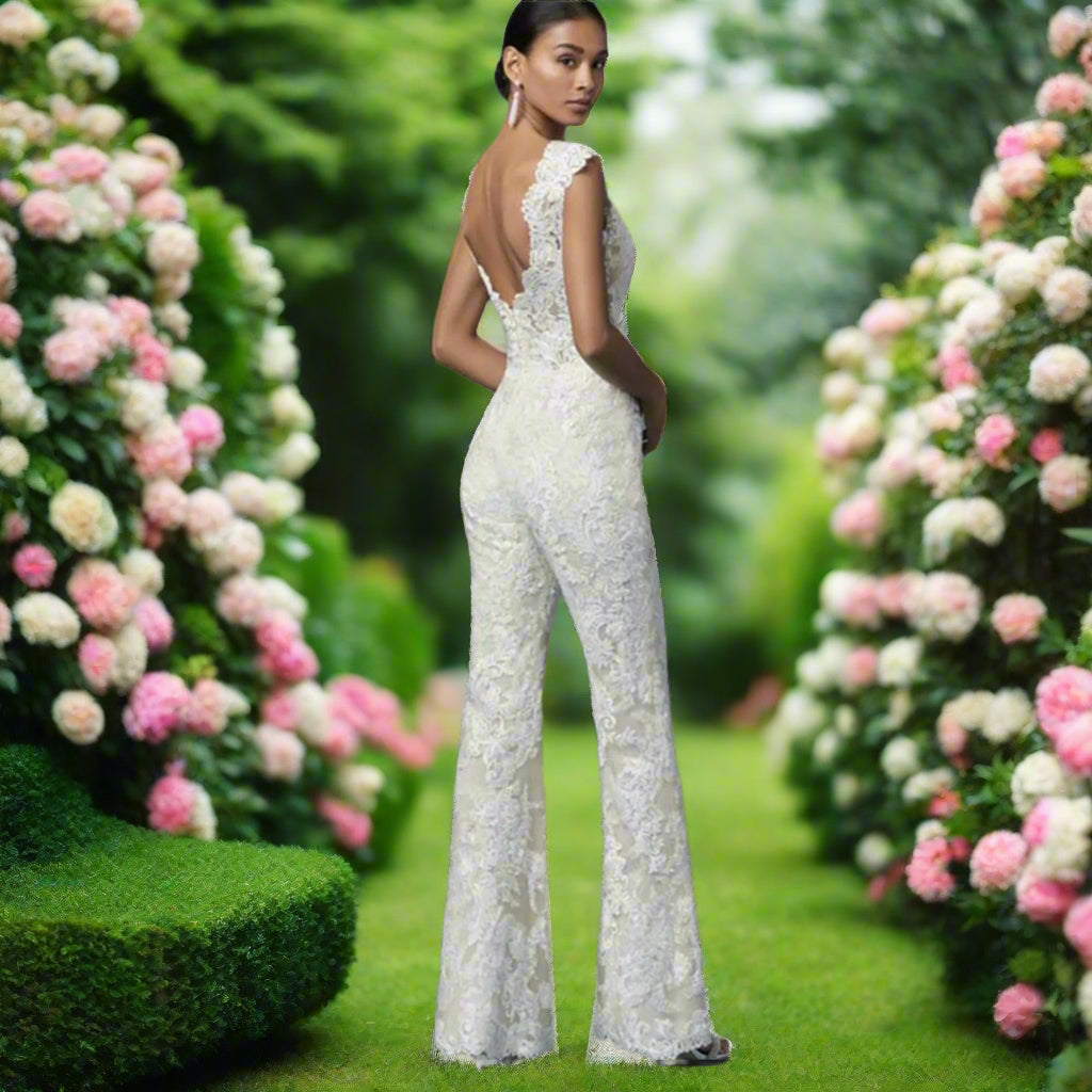 Wedding Jumpsuit With Detachable Train