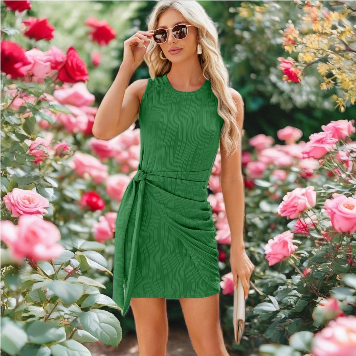 Round Neck Sleeveless Mini Dress