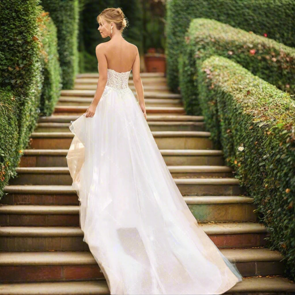 A-Line Tulle & Lace Tiered Bridal Gown