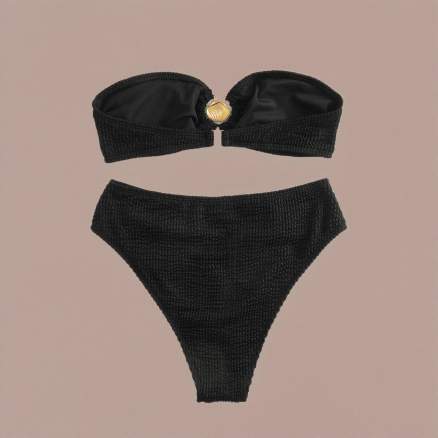 Strapless Bikini Set with Gold Accent