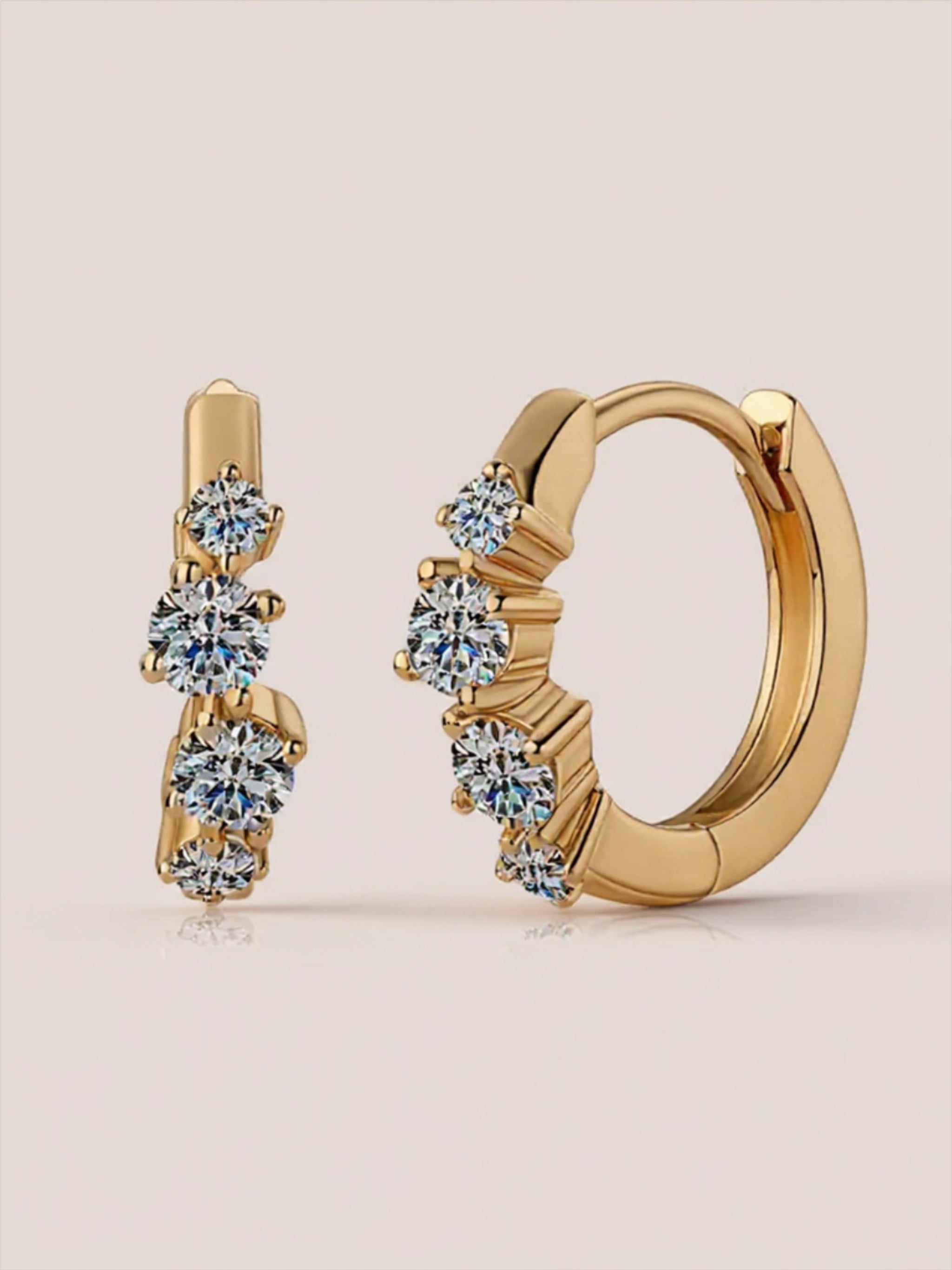 925 Sterling Silver Moissanite Huggie Earrings