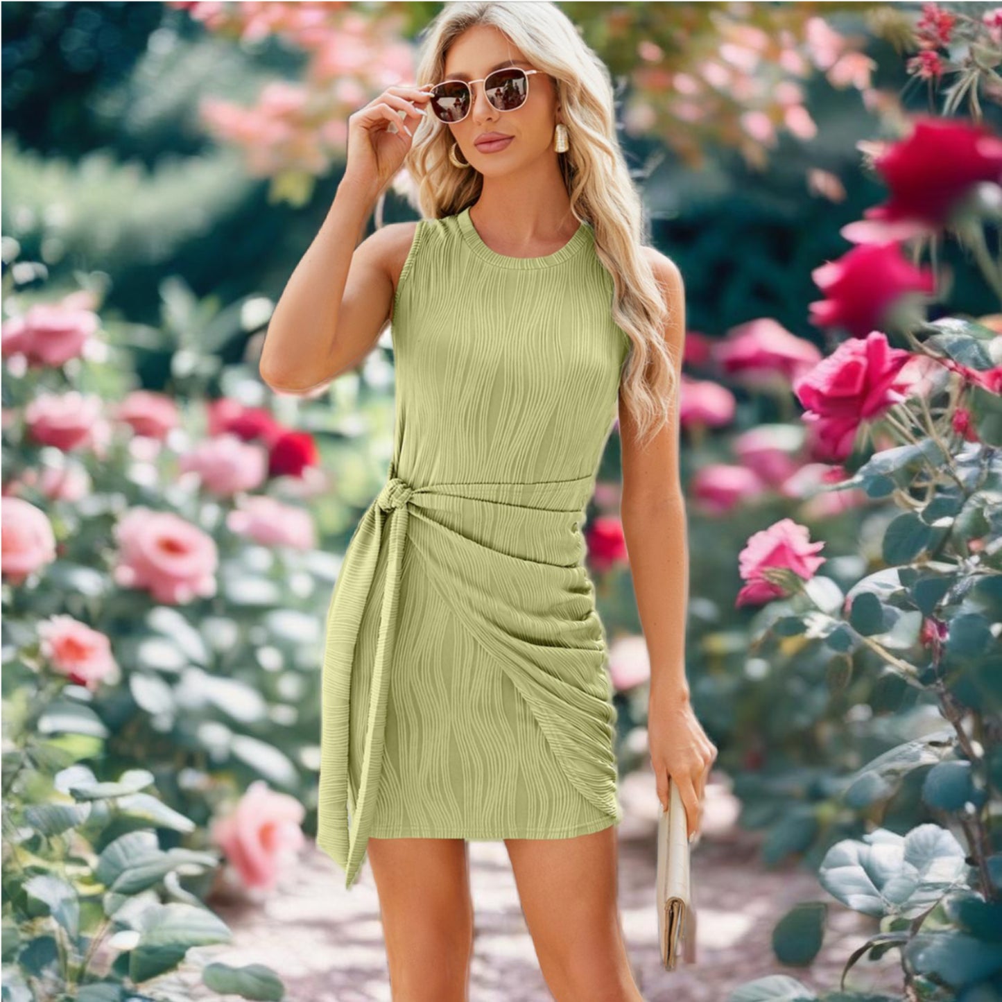Round Neck Sleeveless Mini Dress