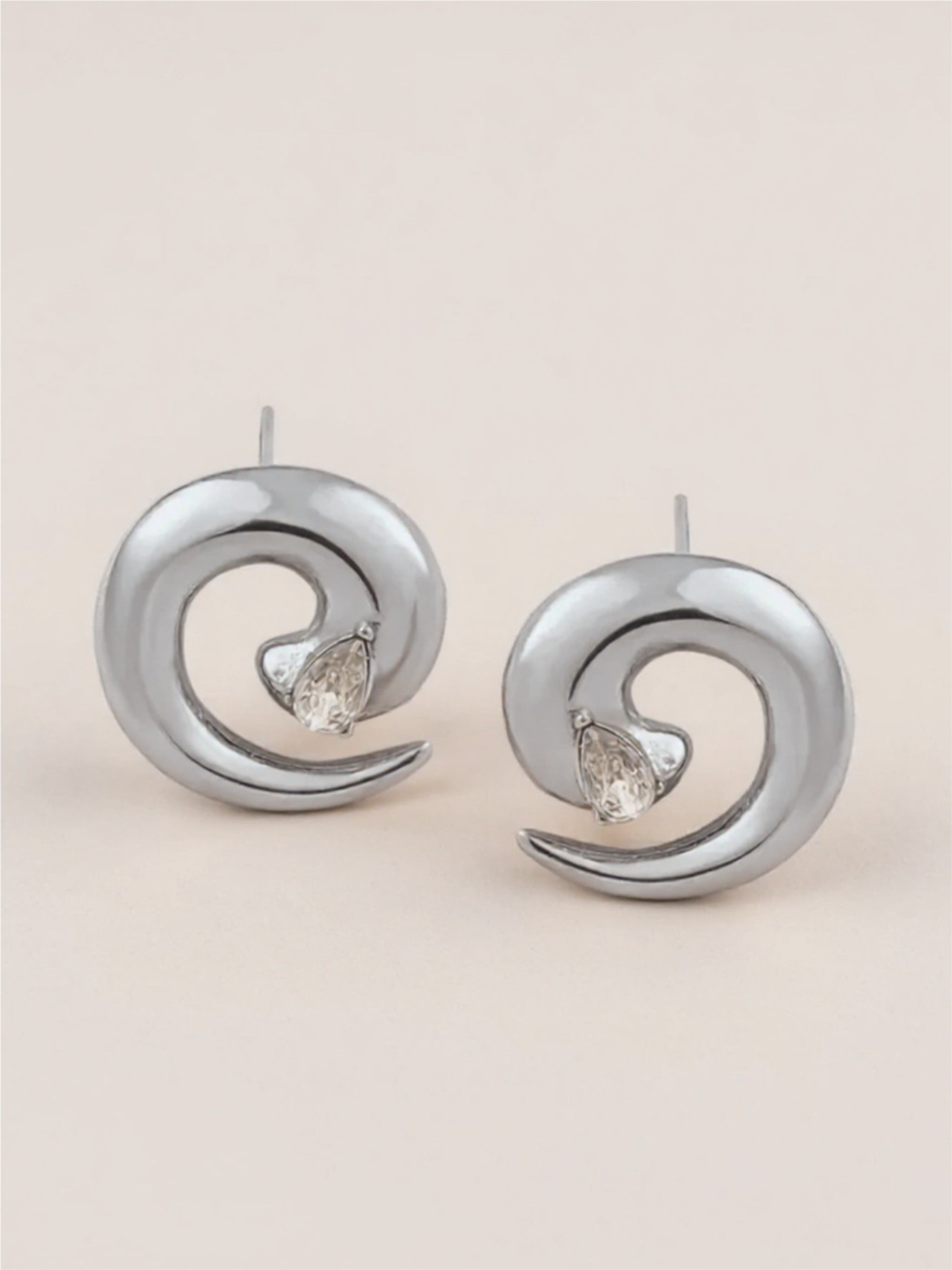 Titanium Steel CZ Spiral Shape Earrings