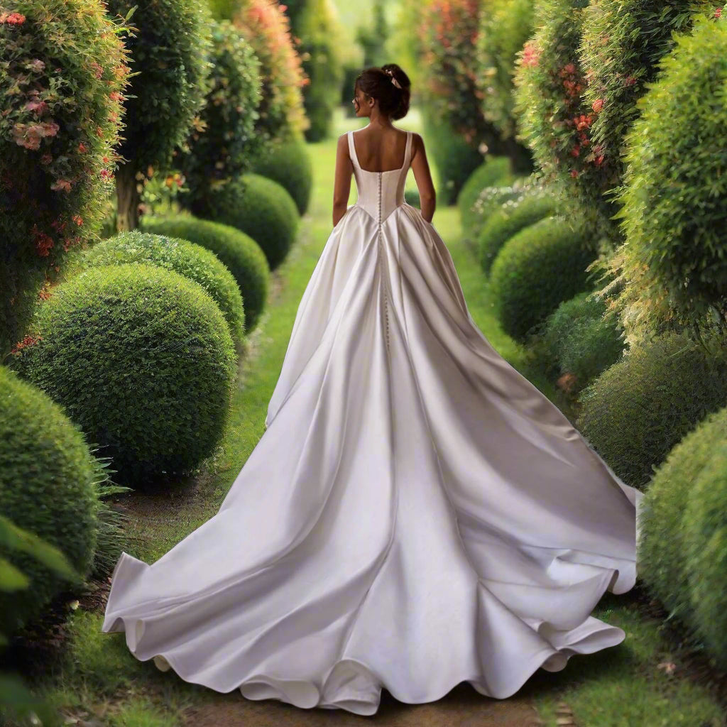 A-Line Bridal Sweep Train Bridal Gown