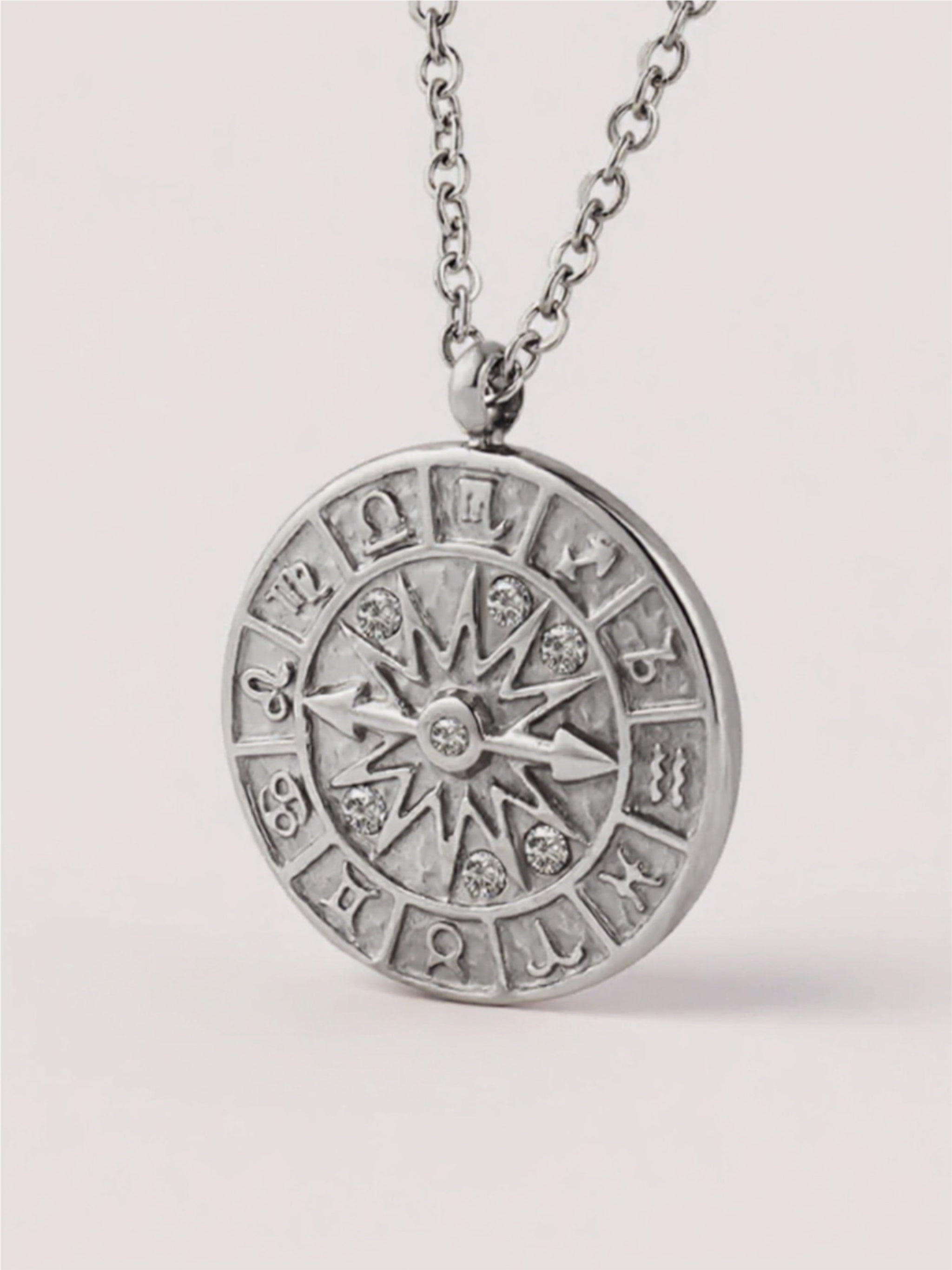 Gold CZ Titanium Steel Timepiece Shape Necklace