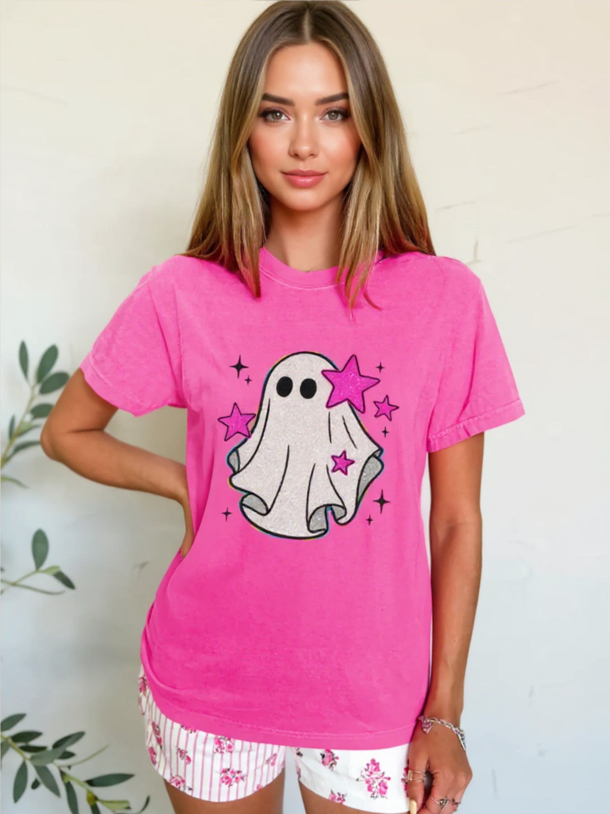 Ghost Graphic Halloween Round Neck T Shirt