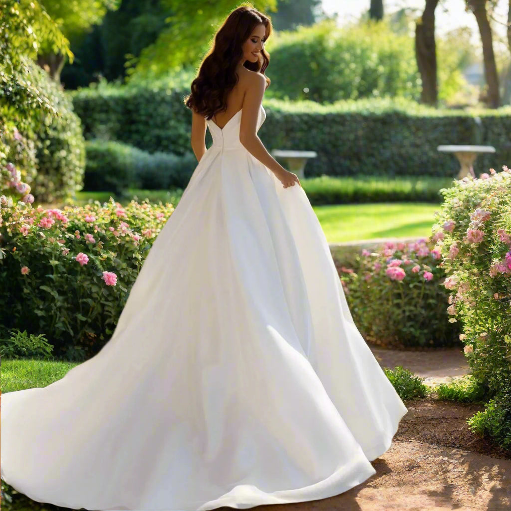 Side Split Backless Bridal Dress