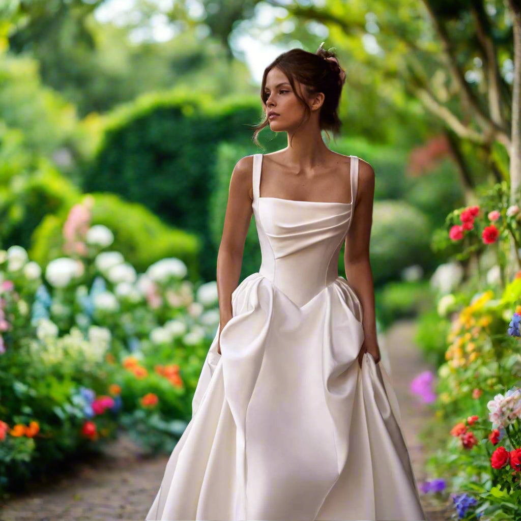 A-Line Bridal Sweep Train Bridal Gown